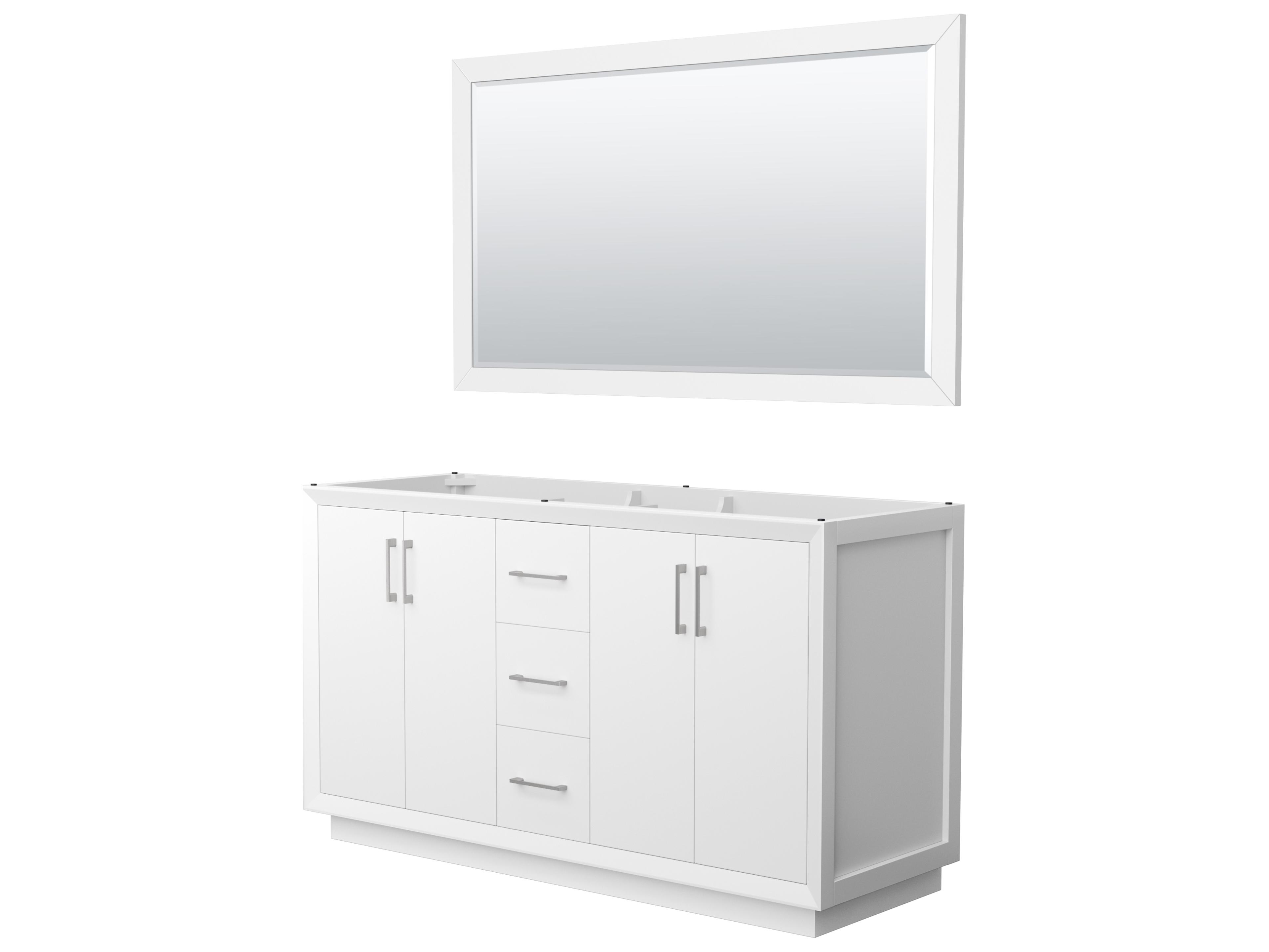 Wyndham Collection Strada 59" White Vanity with 58" Mirror