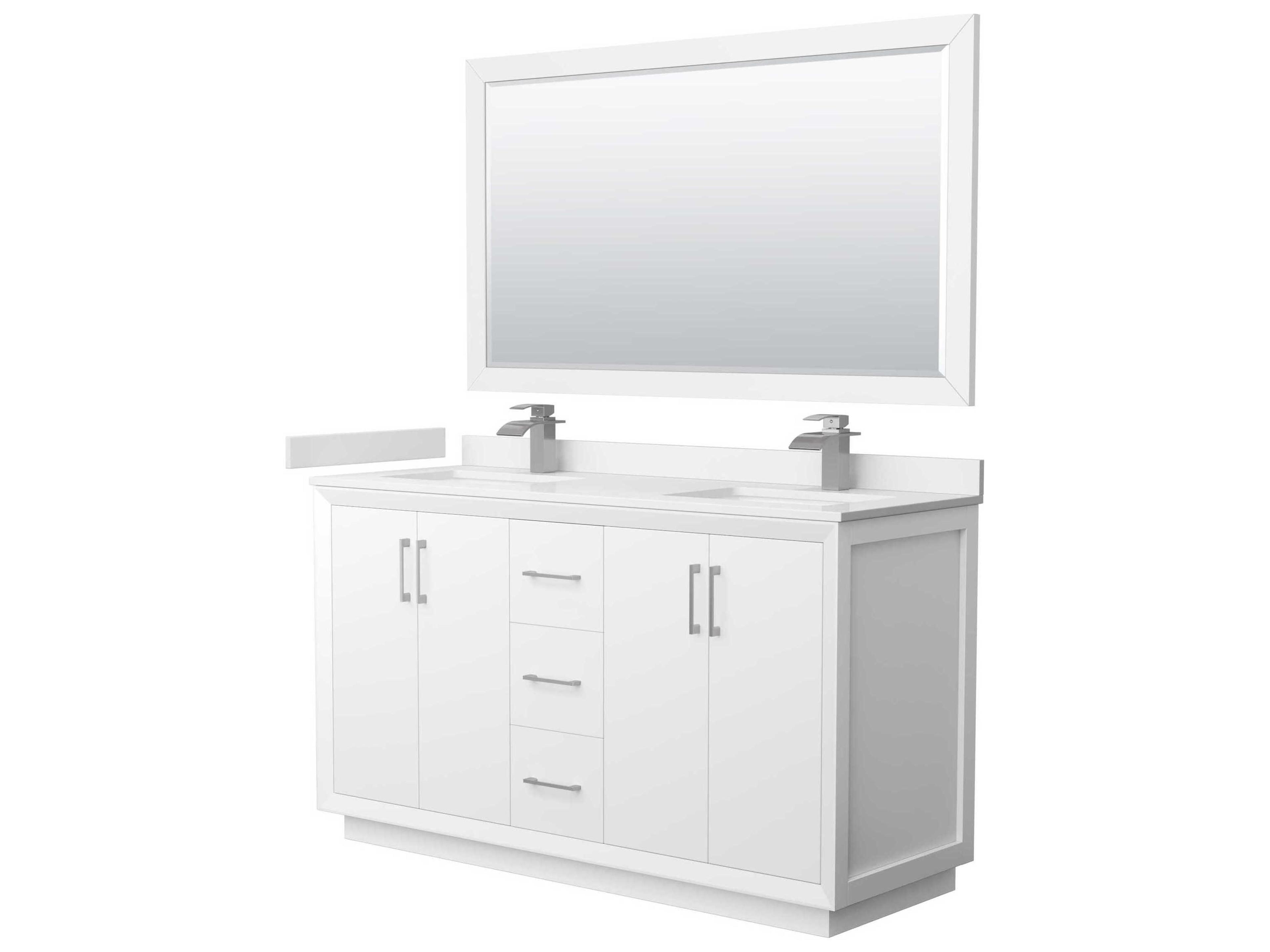Wyndham Collection Strada 60" White Vanity with 58" Mirror