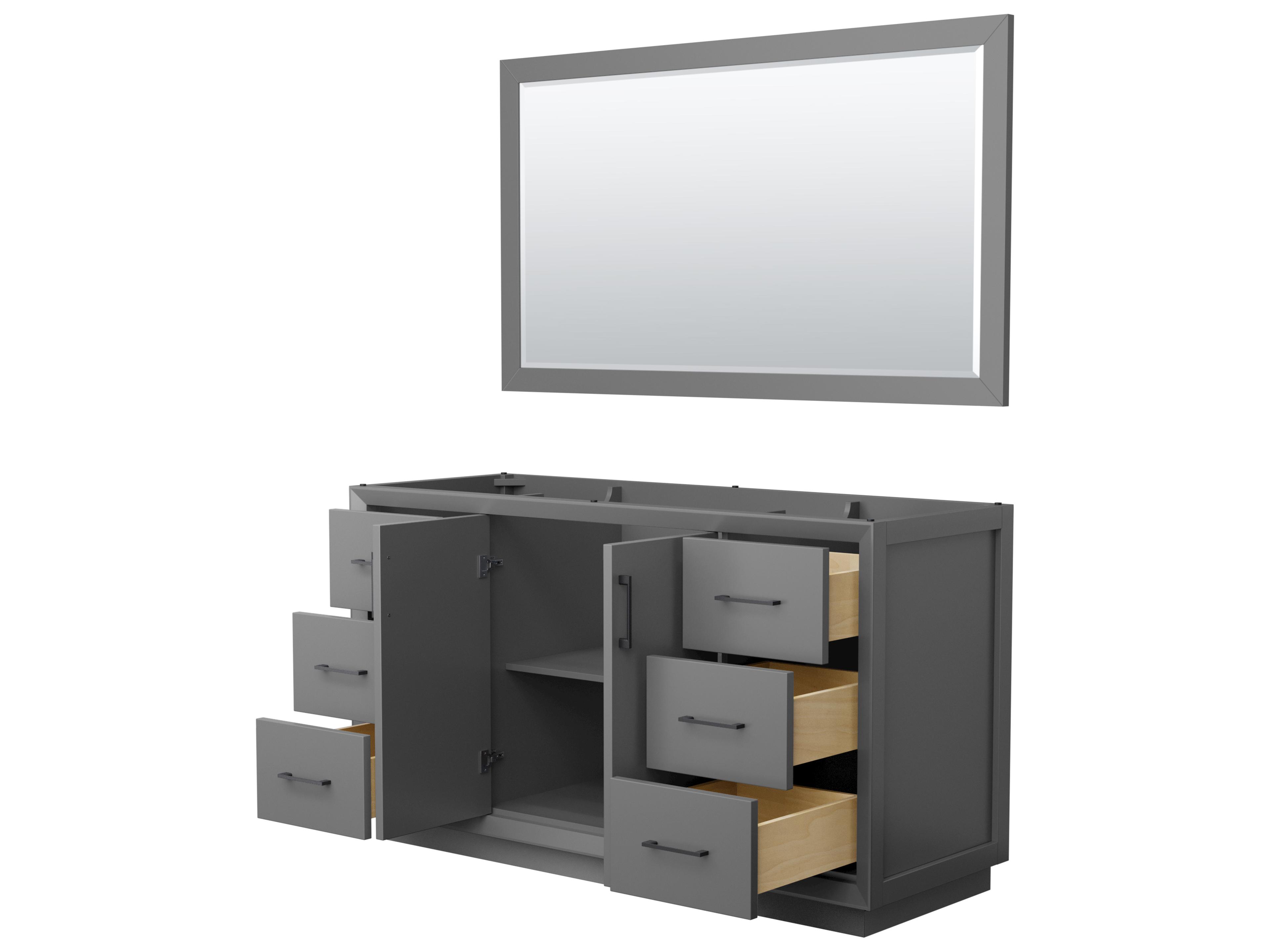 Wyndham Collection Strada 59" Dark Gray Vanity with 58" Mirror