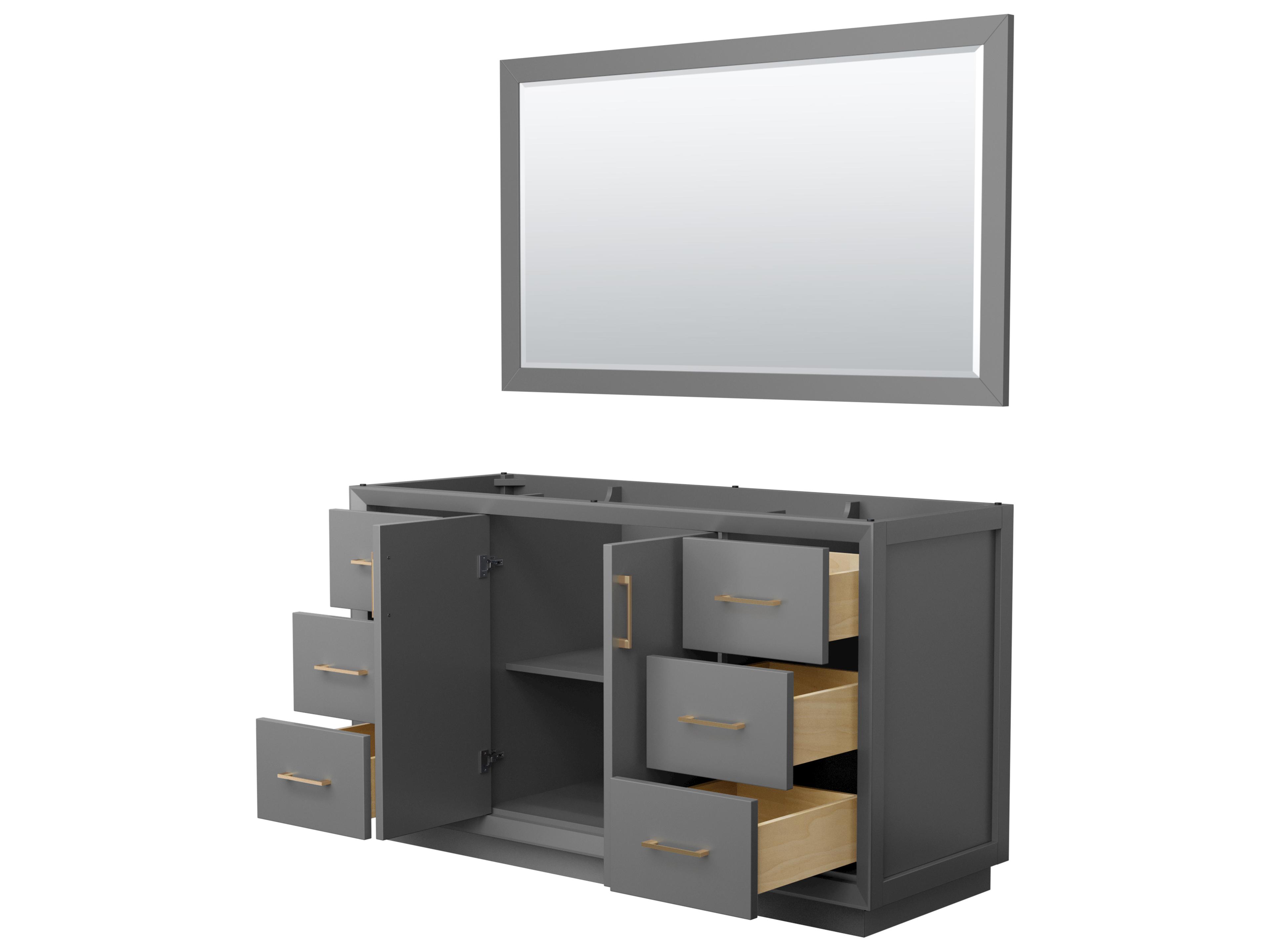 Wyndham Collection Strada 59" Dark Gray Vanity with 58" Mirror