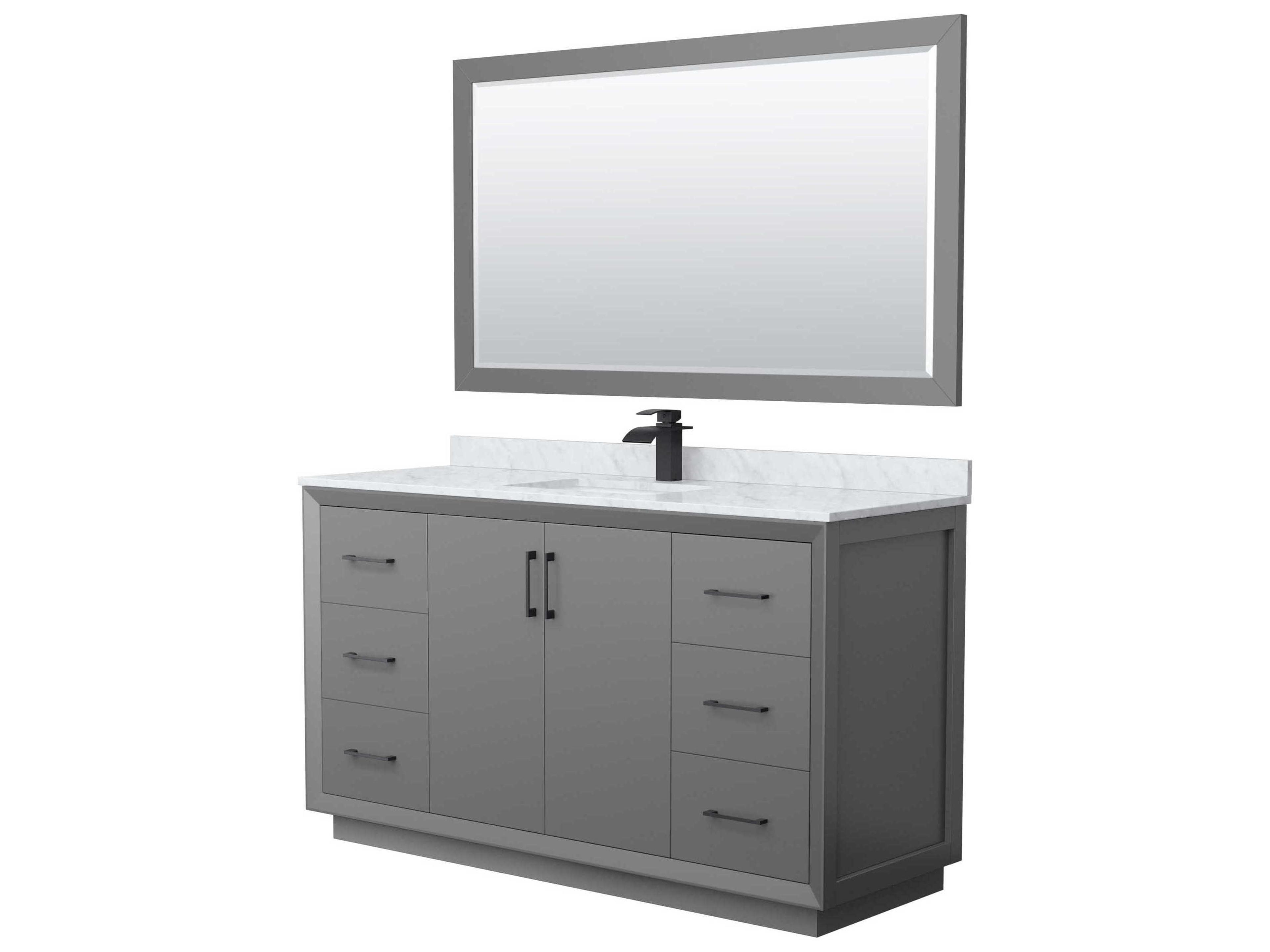 Wyndham Collection Strada 60" Dark Gray Vanity with 58" Mirror