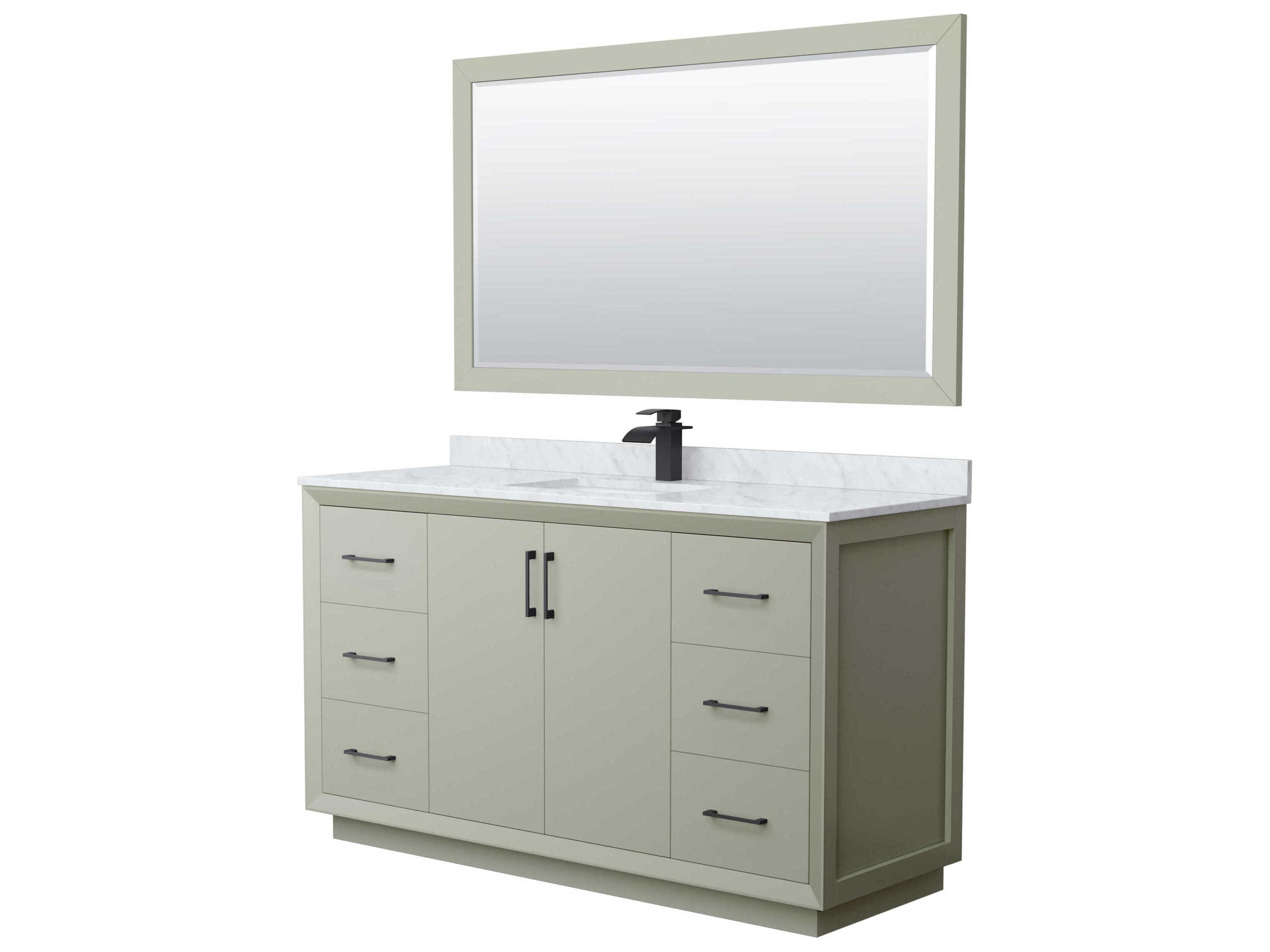 Wyndham Collection Strada 60" Light Green Vanity with 58" Mirror