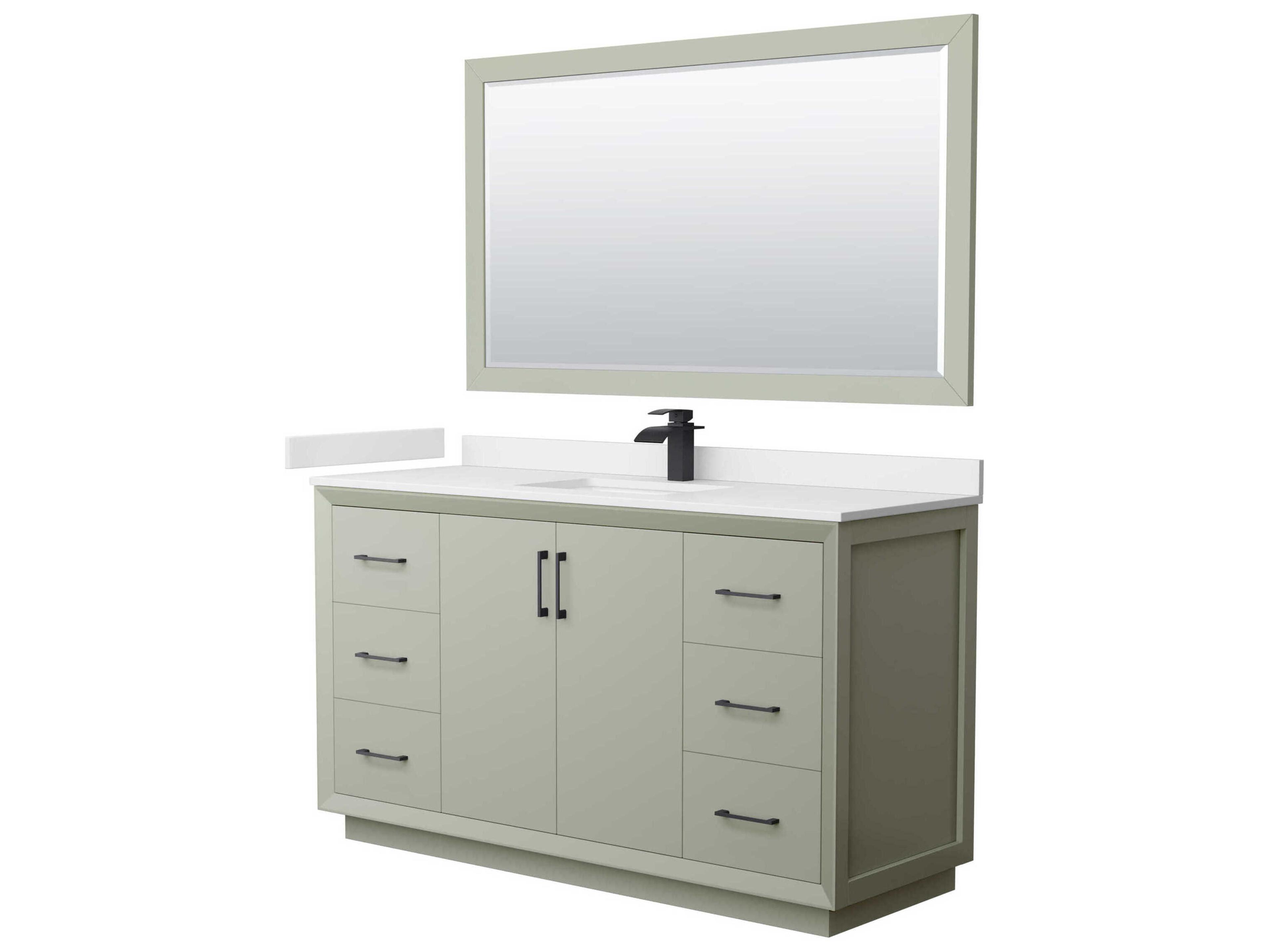 Wyndham Collection Strada 60" Light Green Vanity with 58" Mirror