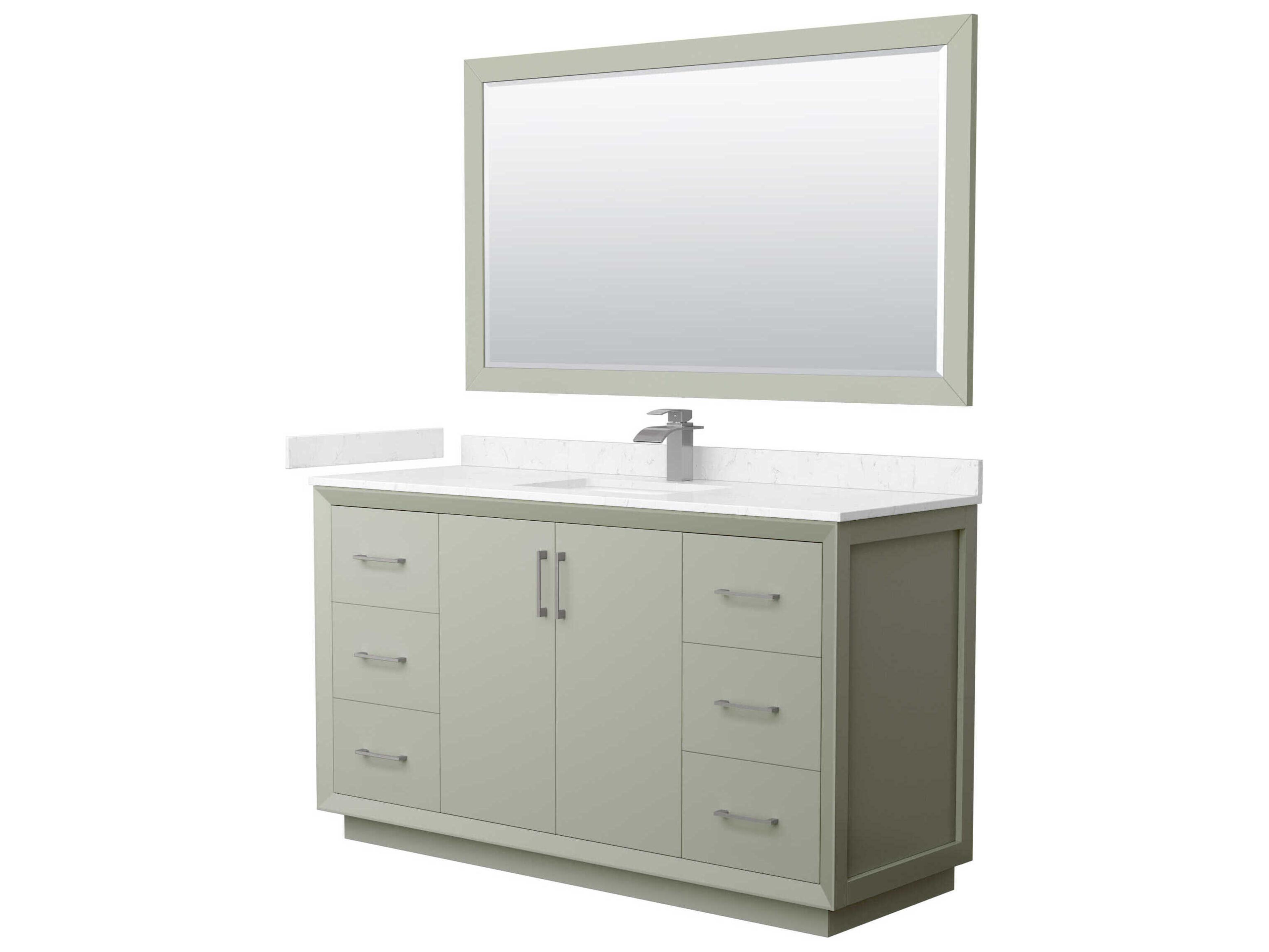 Wyndham Collection Strada 60" Light Green Vanity with 58" Mirror