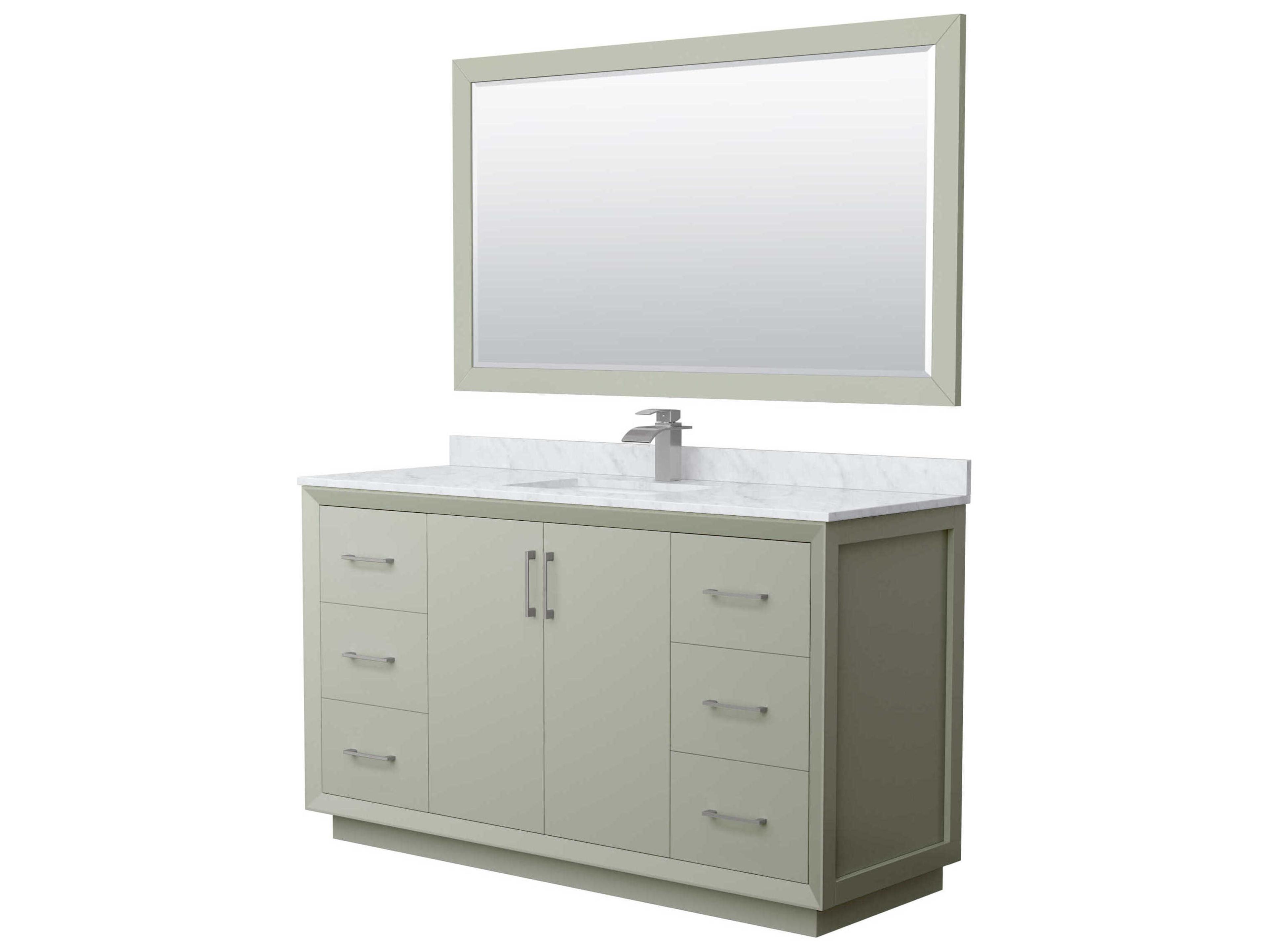 Wyndham Collection Strada 60" Light Green Vanity with 58" Mirror