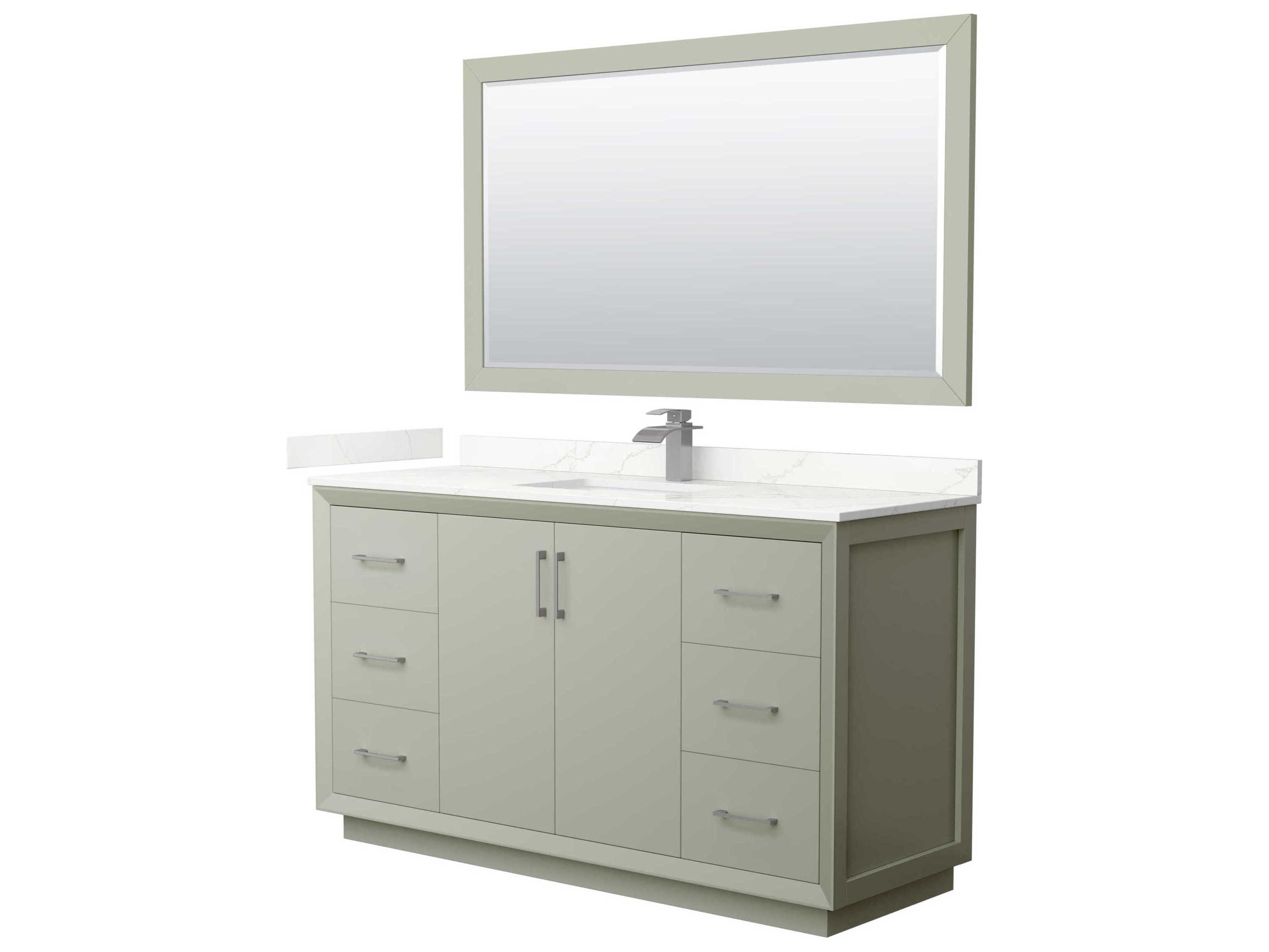 Wyndham Collection Strada 60" Light Green Vanity with 58" Mirror