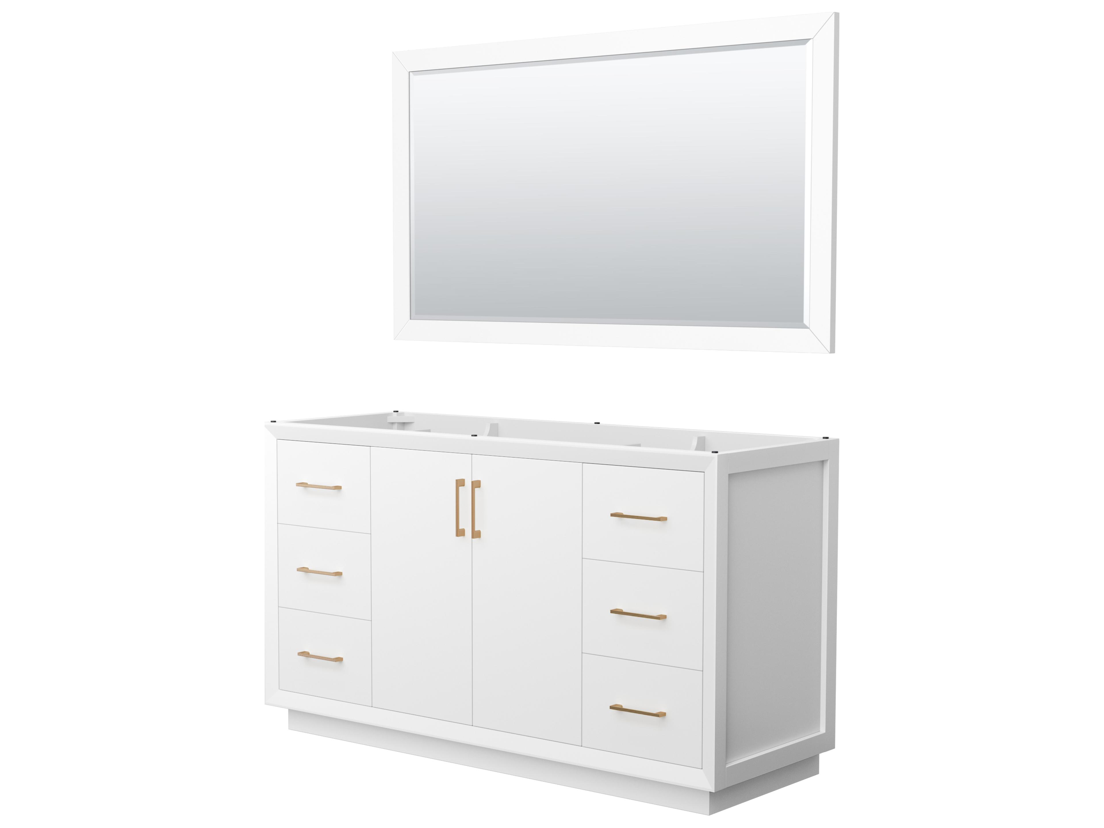 Wyndham Collection Strada 59" White Vanity with 58" Mirror