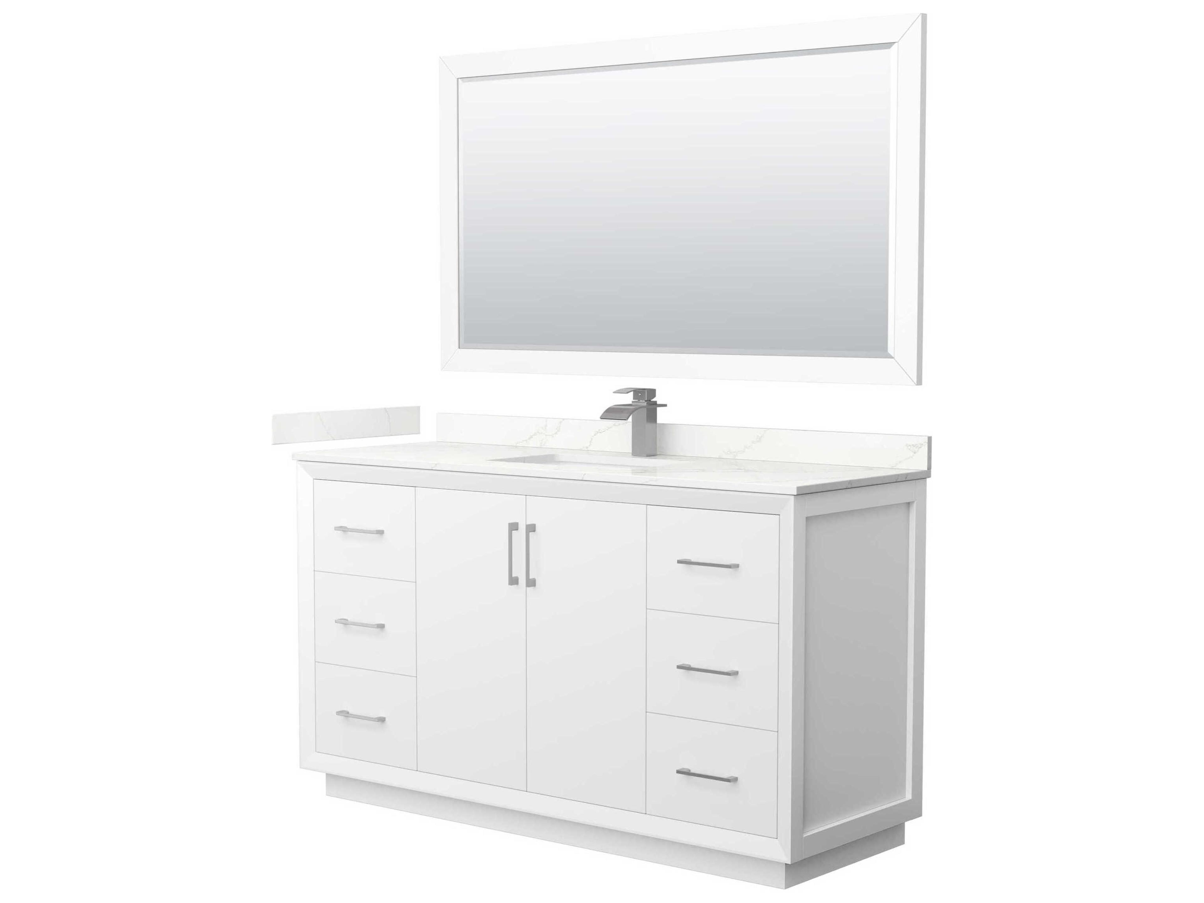 Strada 60" White Vanity with 58" Mirror