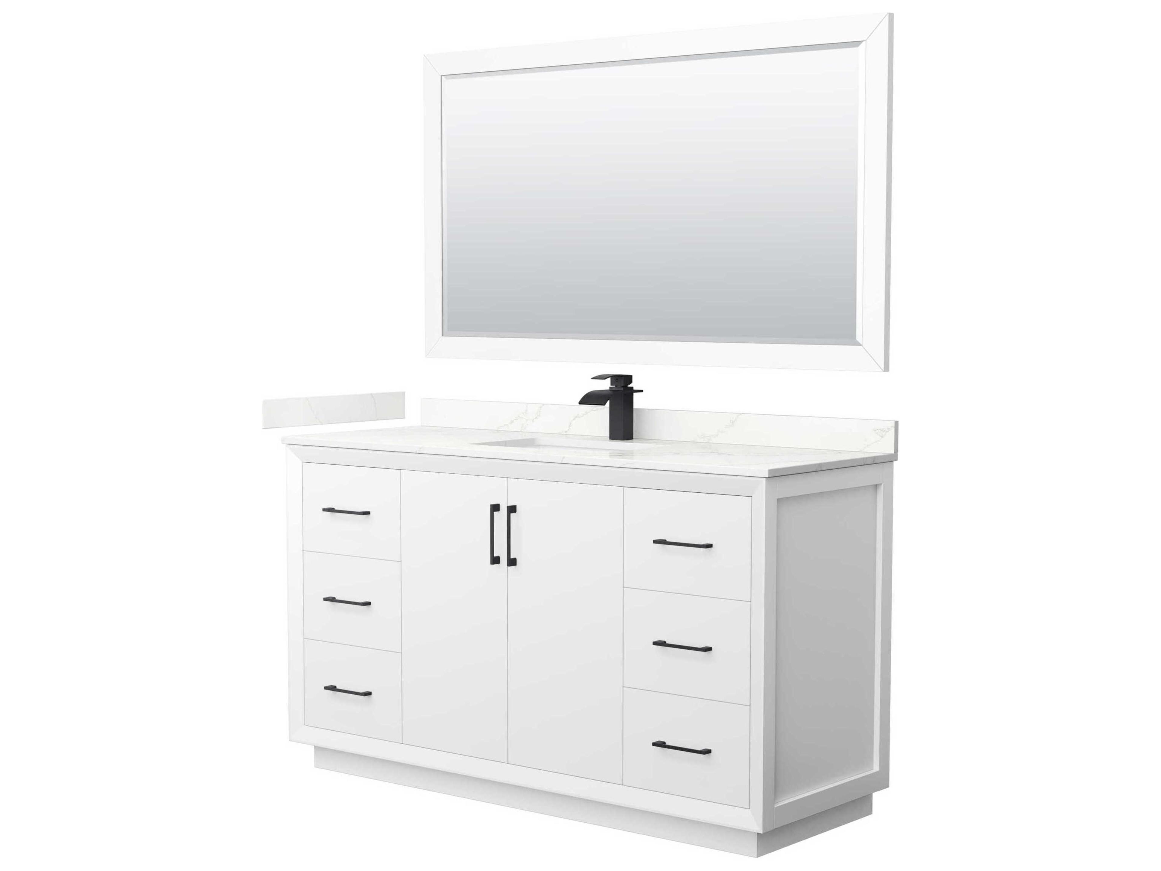 Wyndham Collection Strada 60" White Vanity with 58" Mirror