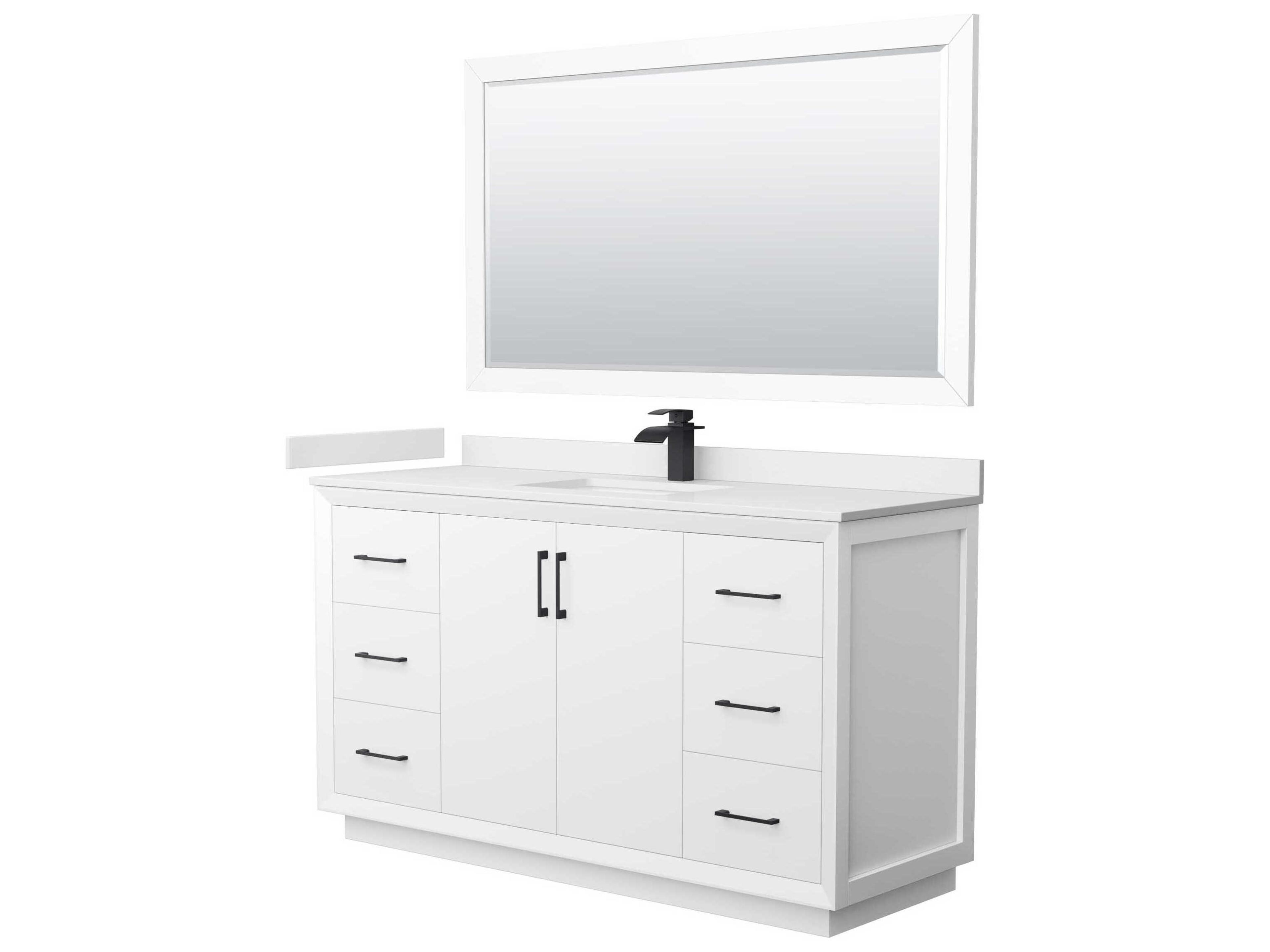 Wyndham Collection Strada 60" White Vanity with 58" Mirror