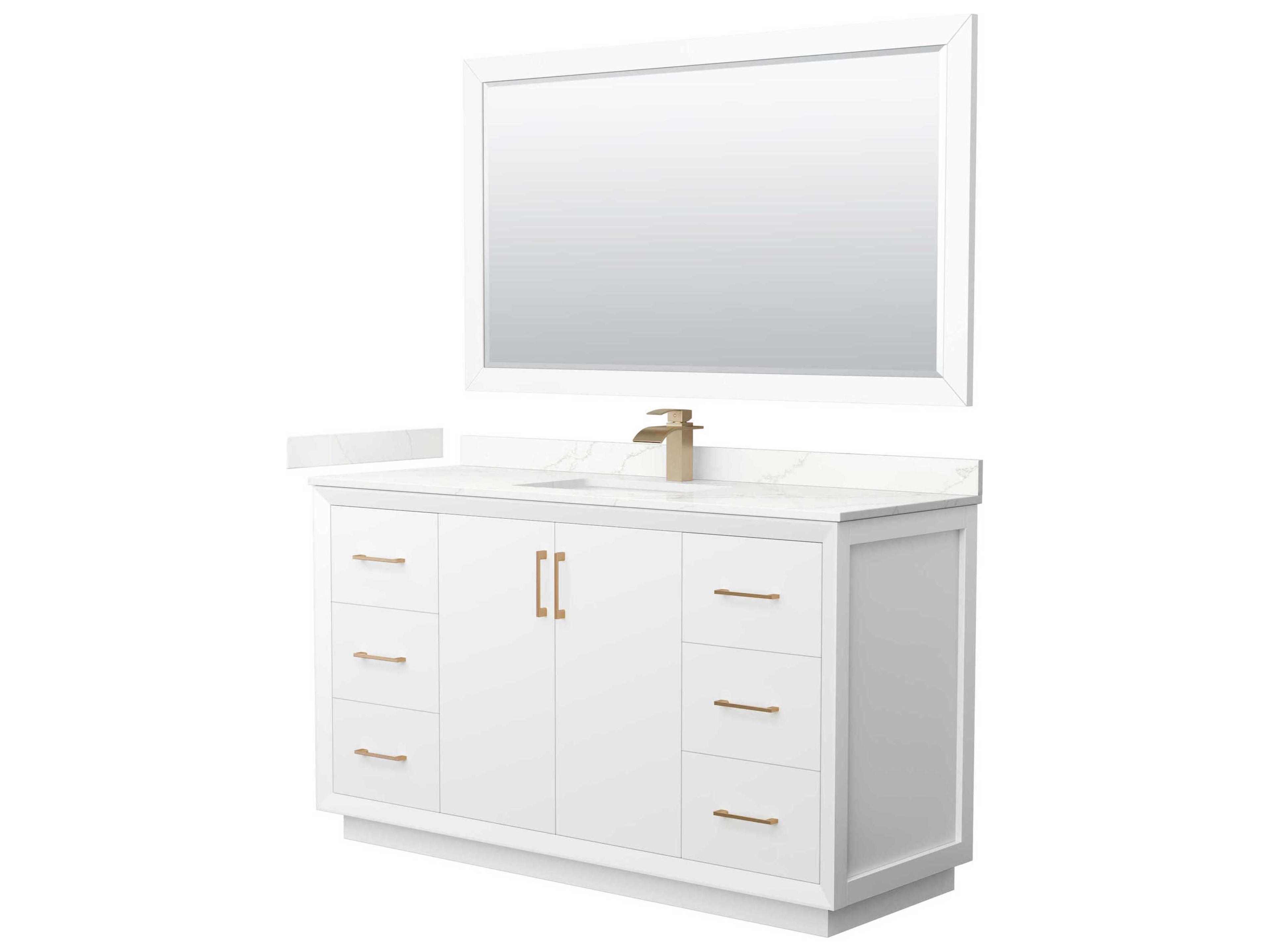 Wyndham Collection Strada 60" White Vanity with 58" Mirror