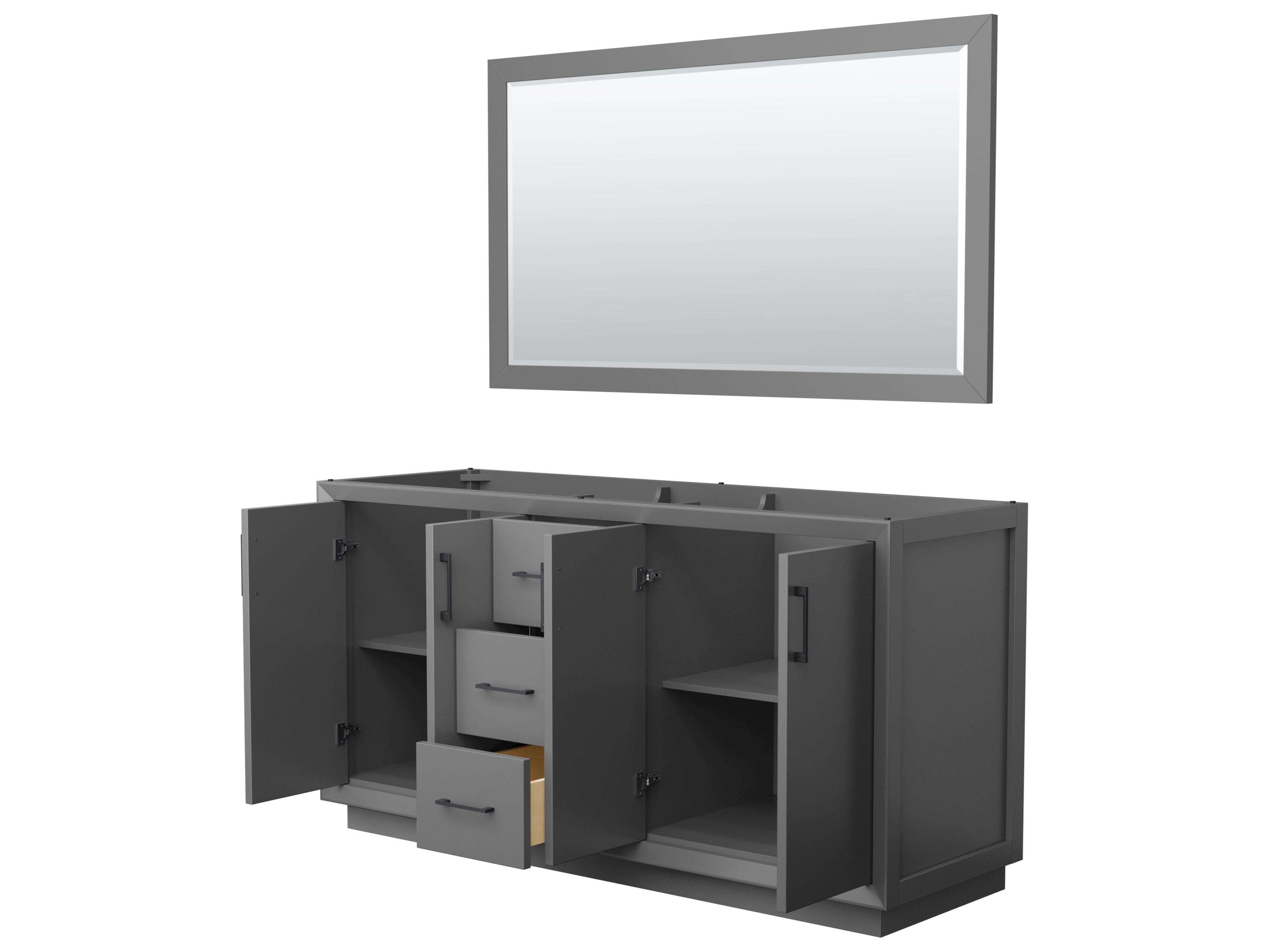 Wyndham Collection Strada 65" Dark Gray Vanity with 58" Mirror