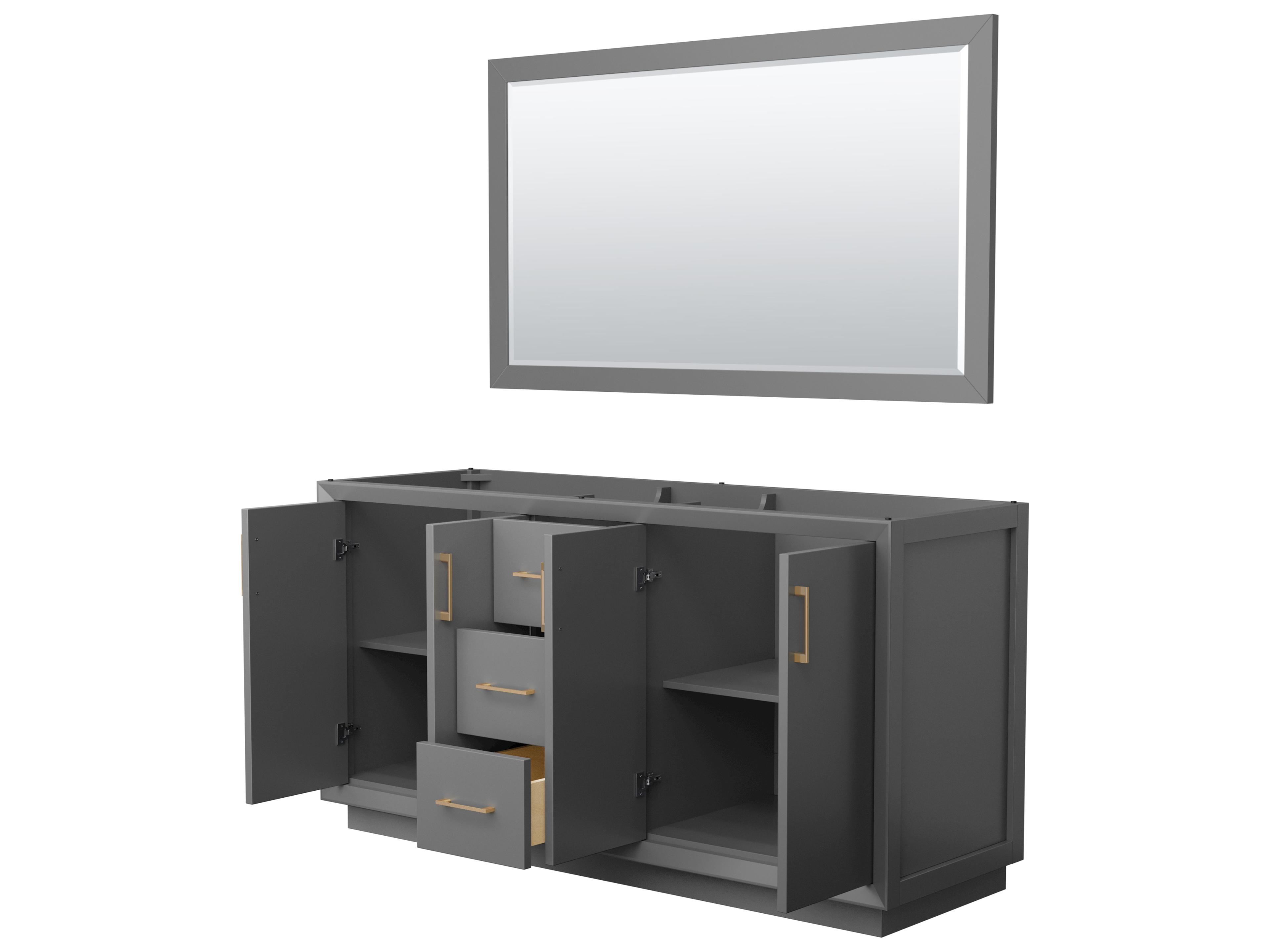 Wyndham Collection Strada 65" Dark Gray Vanity with 58" Mirror