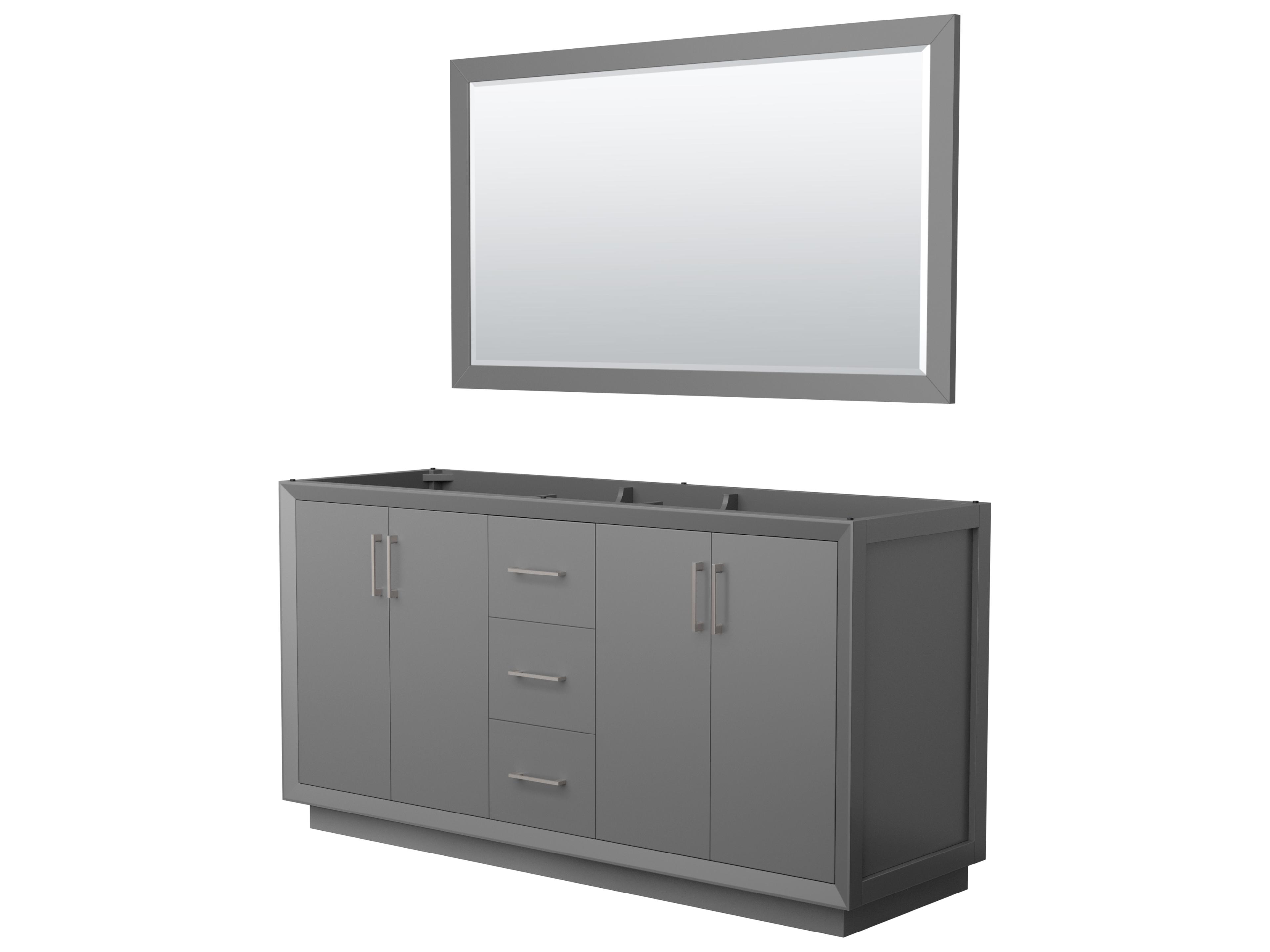 Wyndham Collection Strada 65" Dark Gray Vanity with 58" Mirror