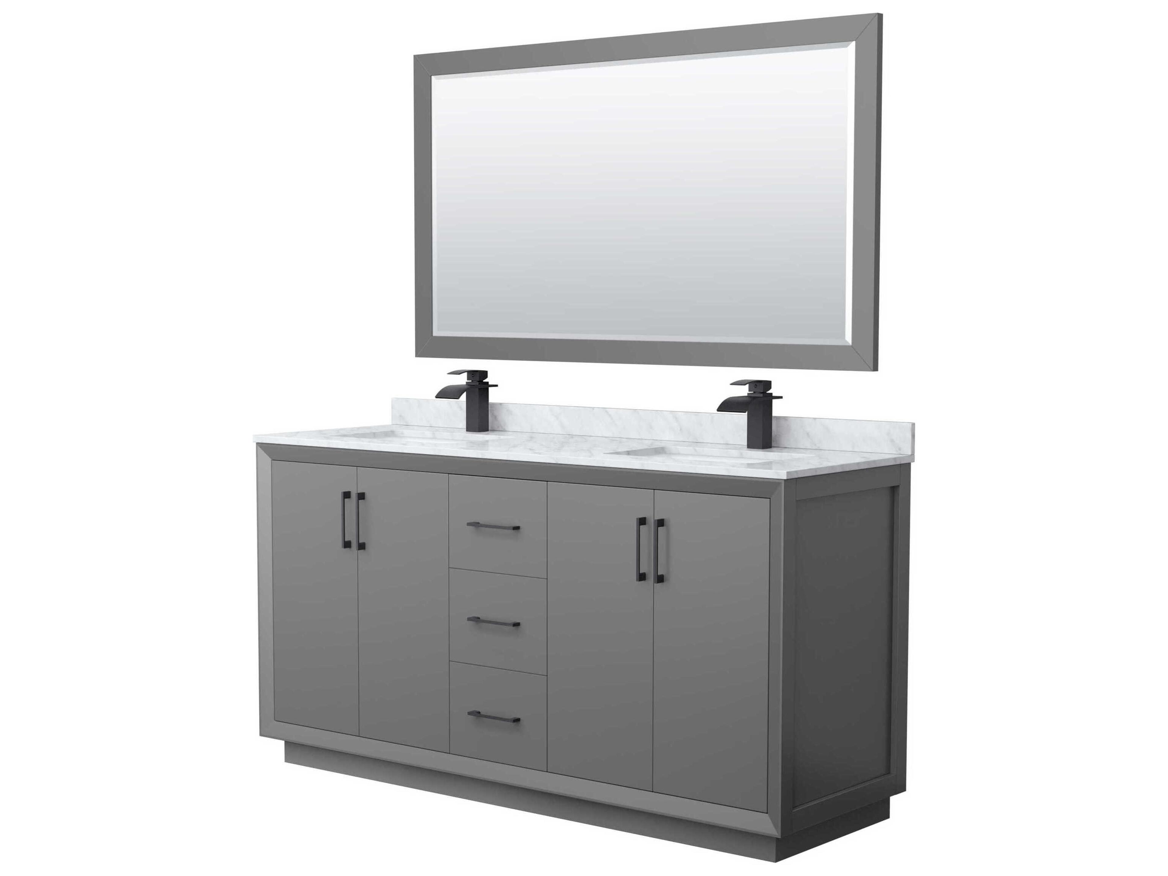 Wyndham Collection Strada 66" Dark Gray Vanity with 58" Mirror