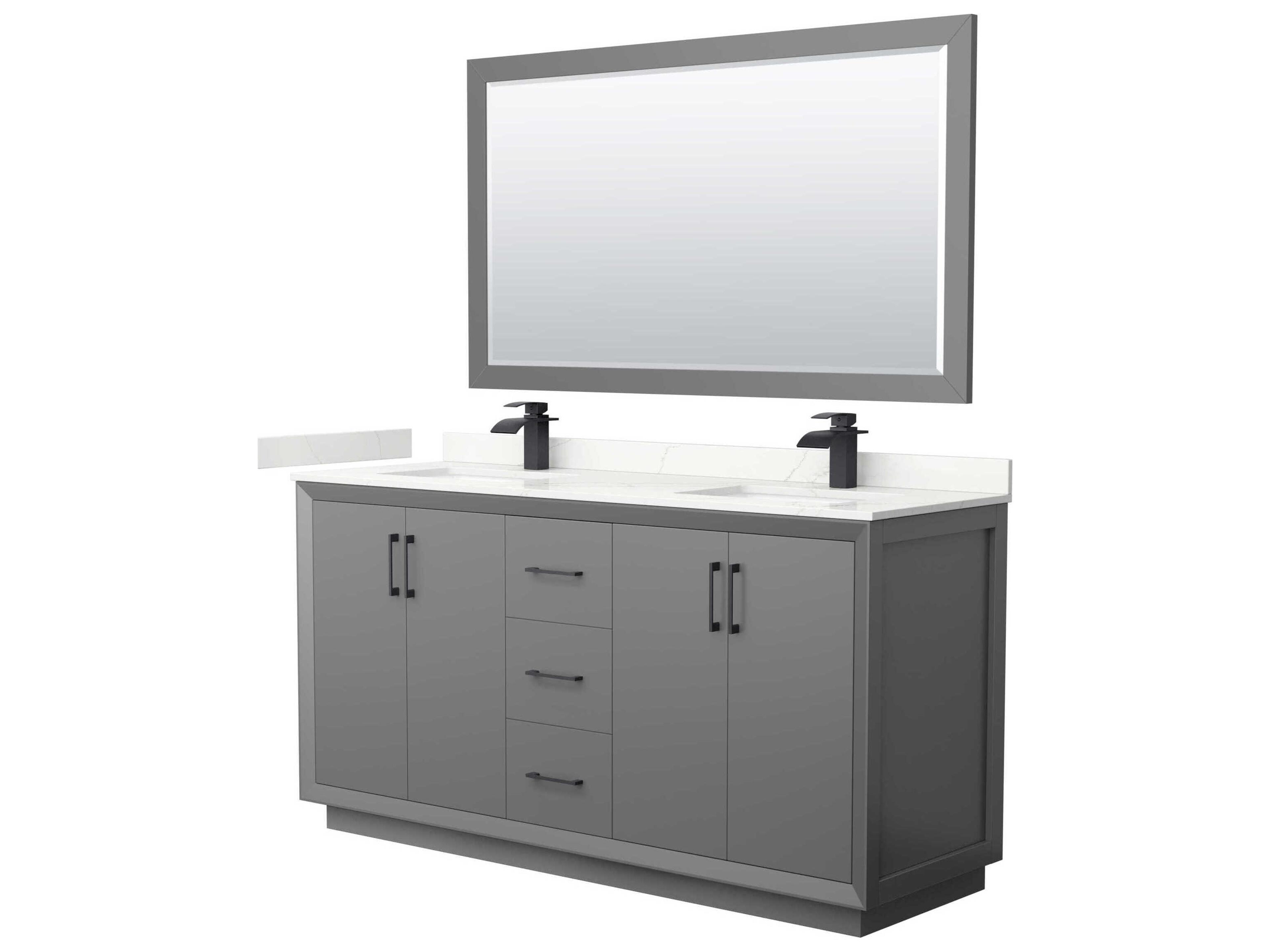 Wyndham Collection Strada 66" Dark Gray Vanity with 58" Mirror