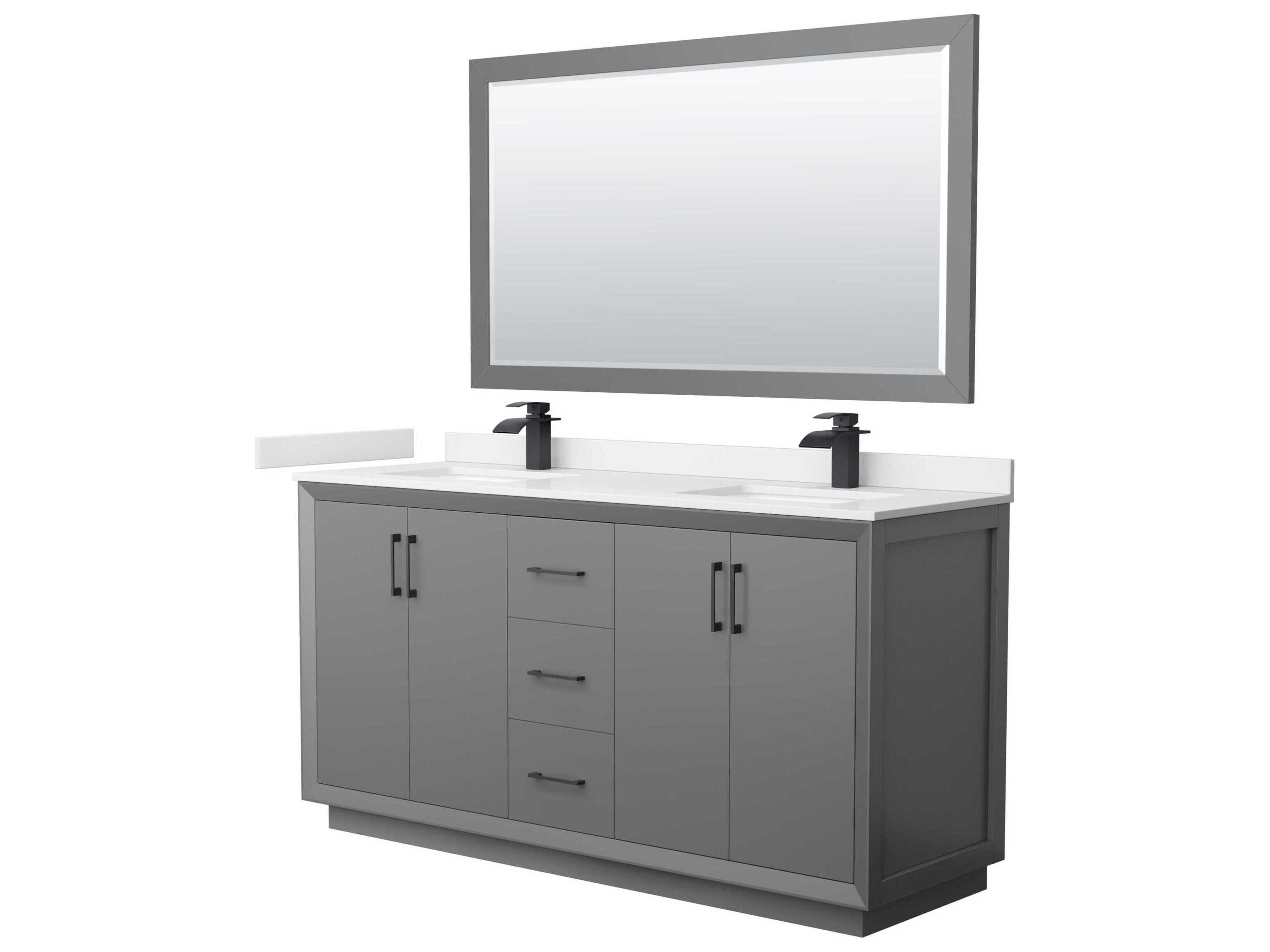 Wyndham Collection Strada 66" Dark Gray Vanity with 58" Mirror