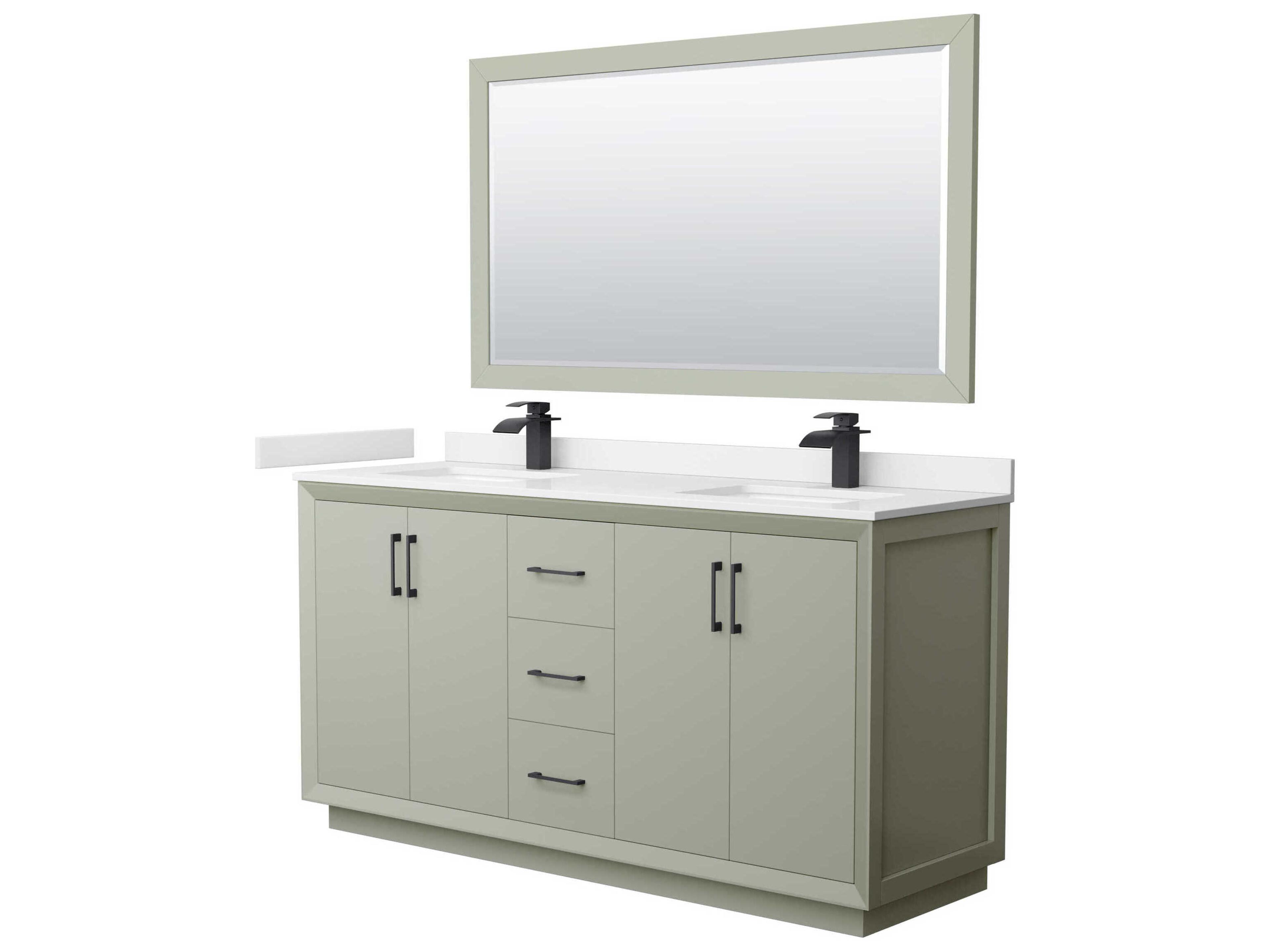 Wyndham Collection Strada 66" Light Green Vanity with 58" Mirror