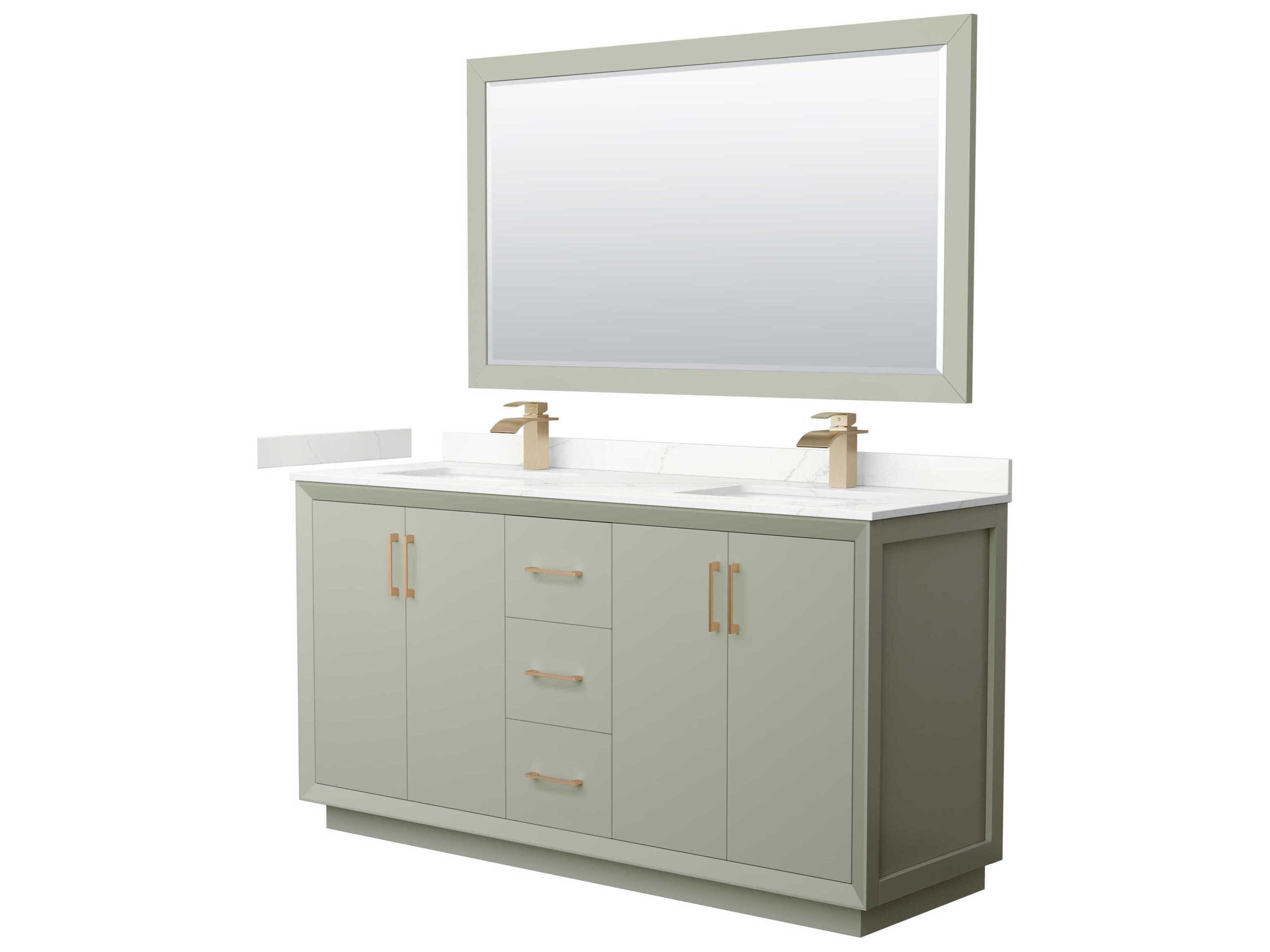 Wyndham Collection Strada 66" Light Green Vanity with 58" Mirror