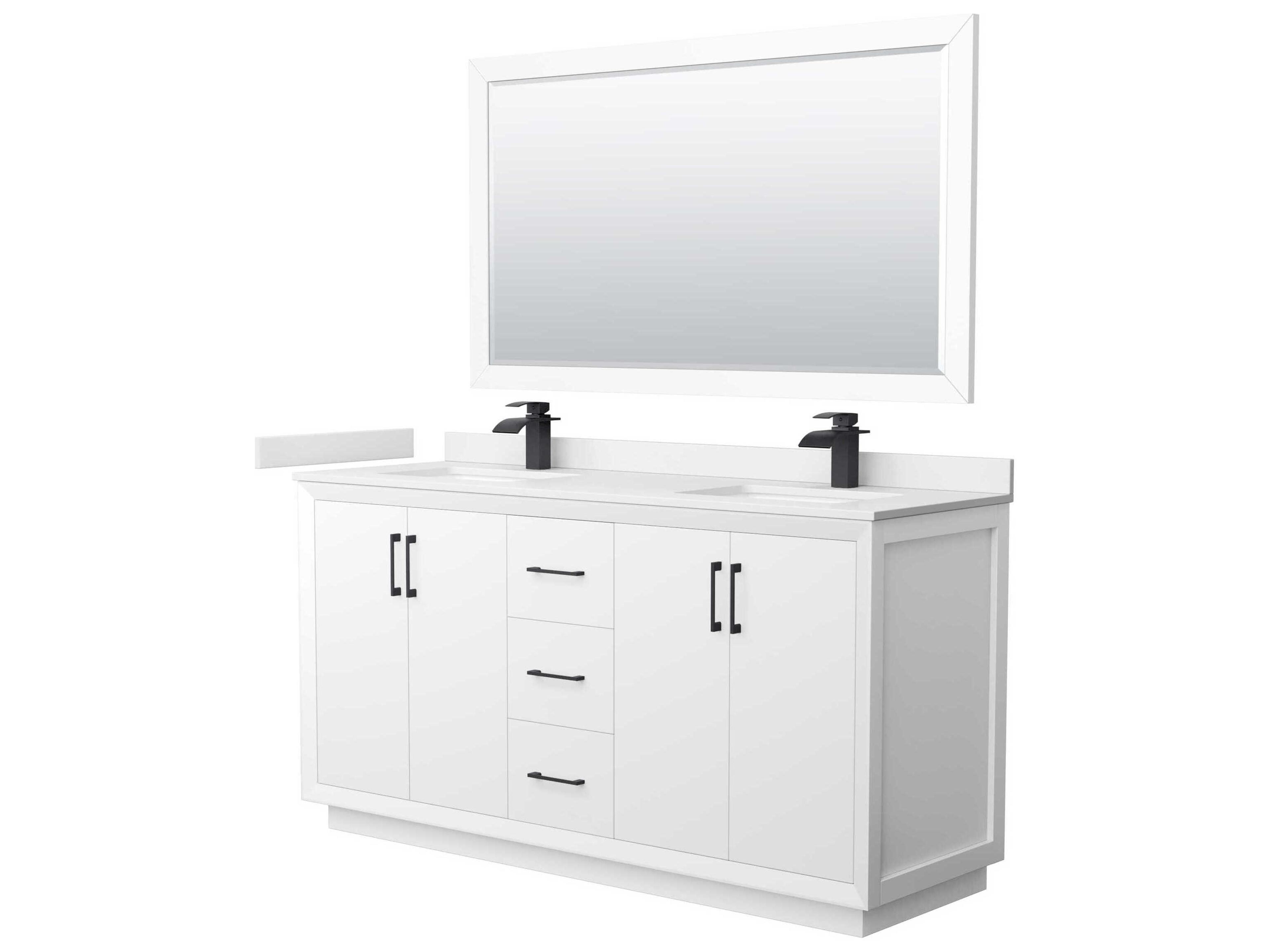Wyndham Collection Strada 66" White Vanity with 58" Mirror
