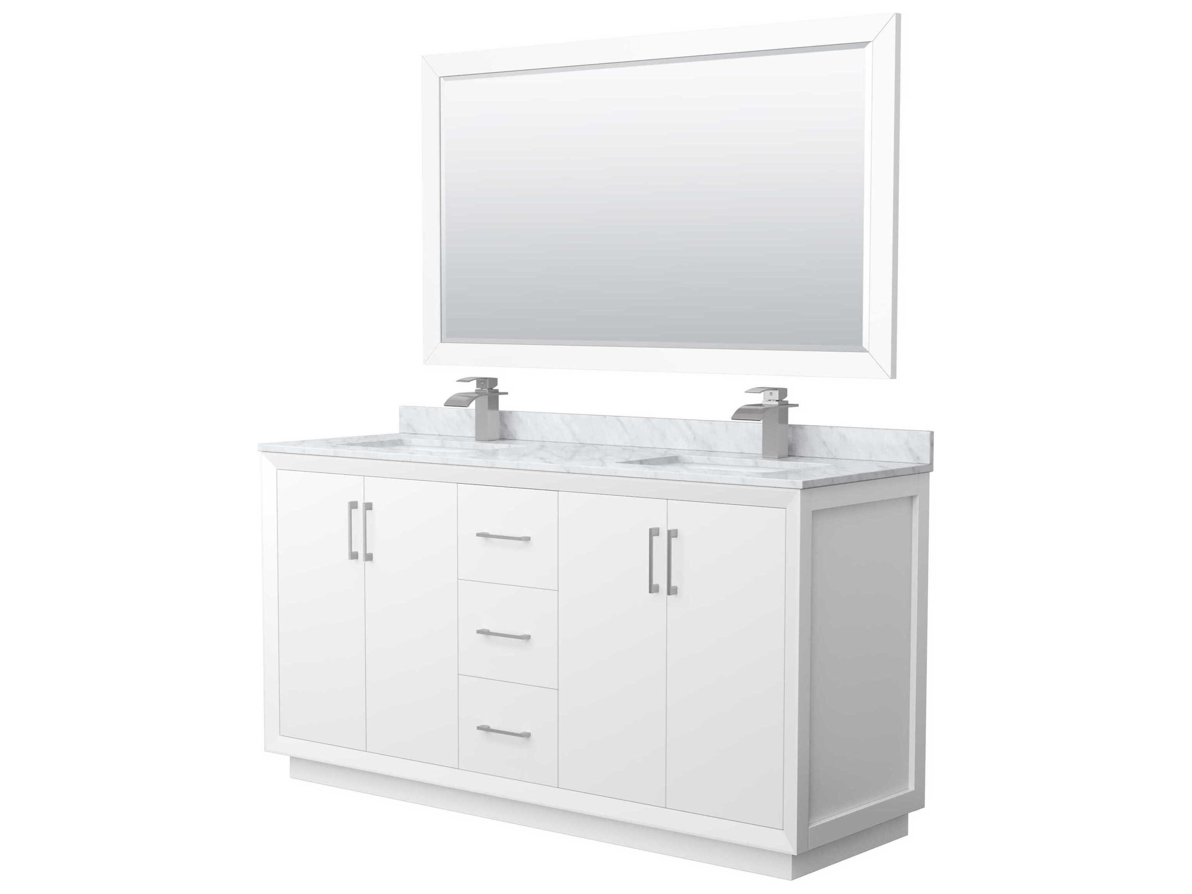 Wyndham Collection Strada 66" White Vanity with 58" Mirror