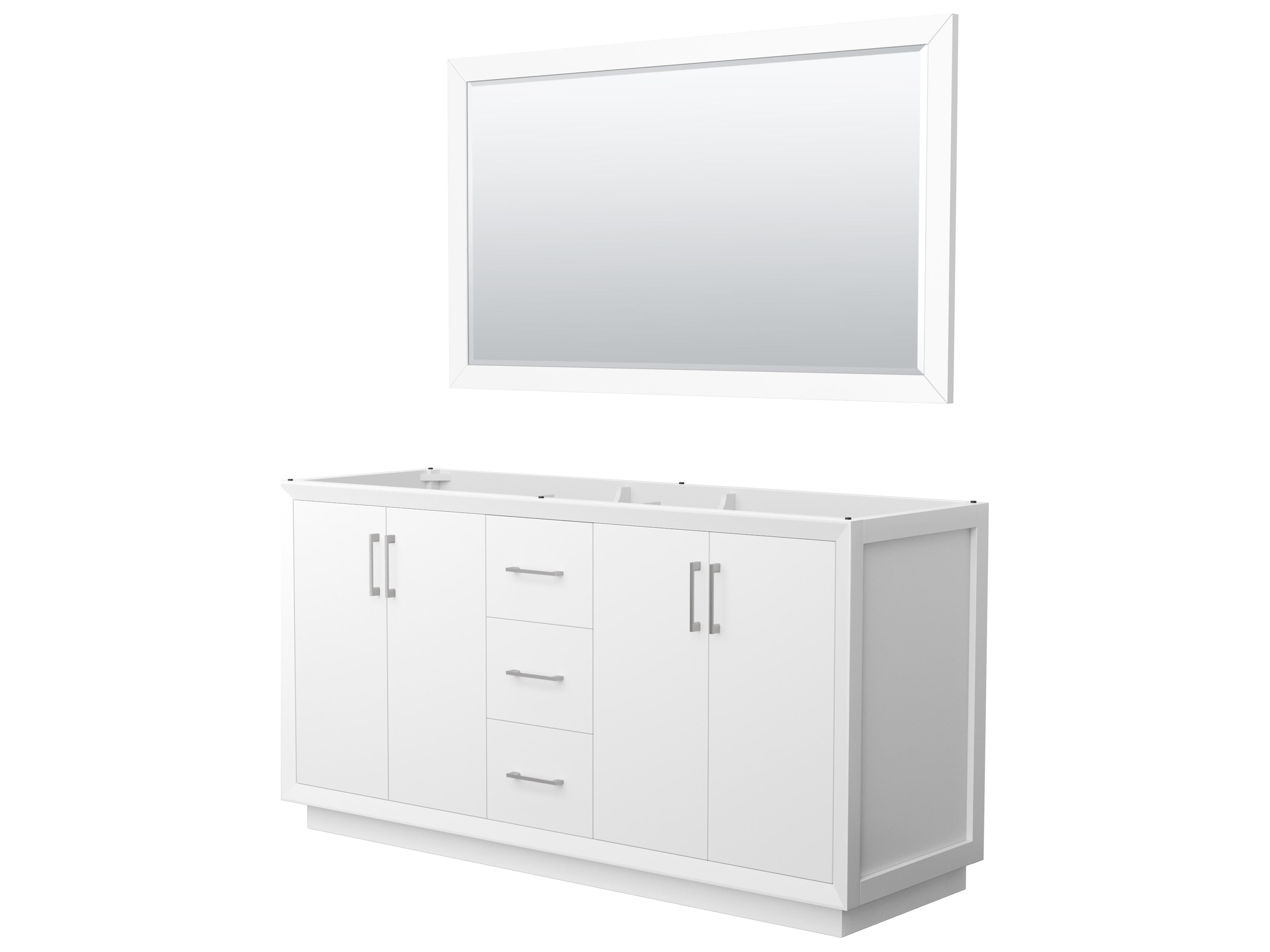 Wyndham Collection Strada 65" White Vanity with 58" Mirror