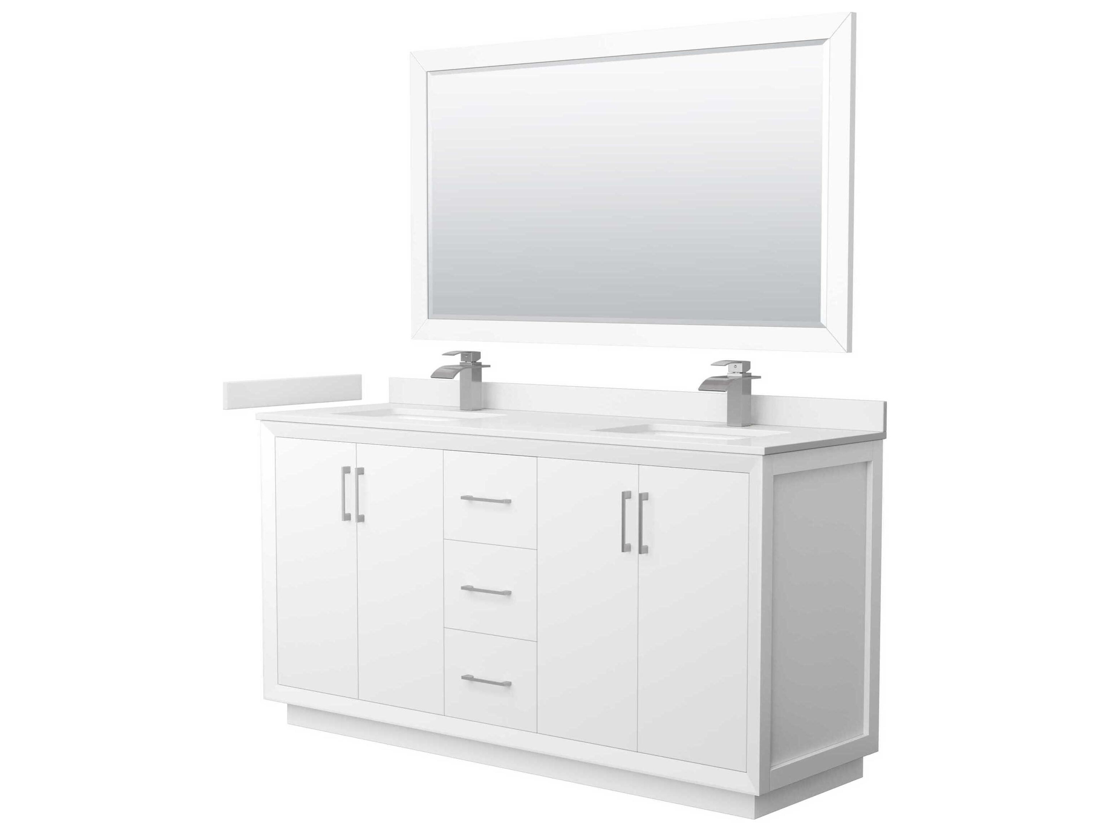 Wyndham Collection Strada 66" White Vanity with 58" Mirror