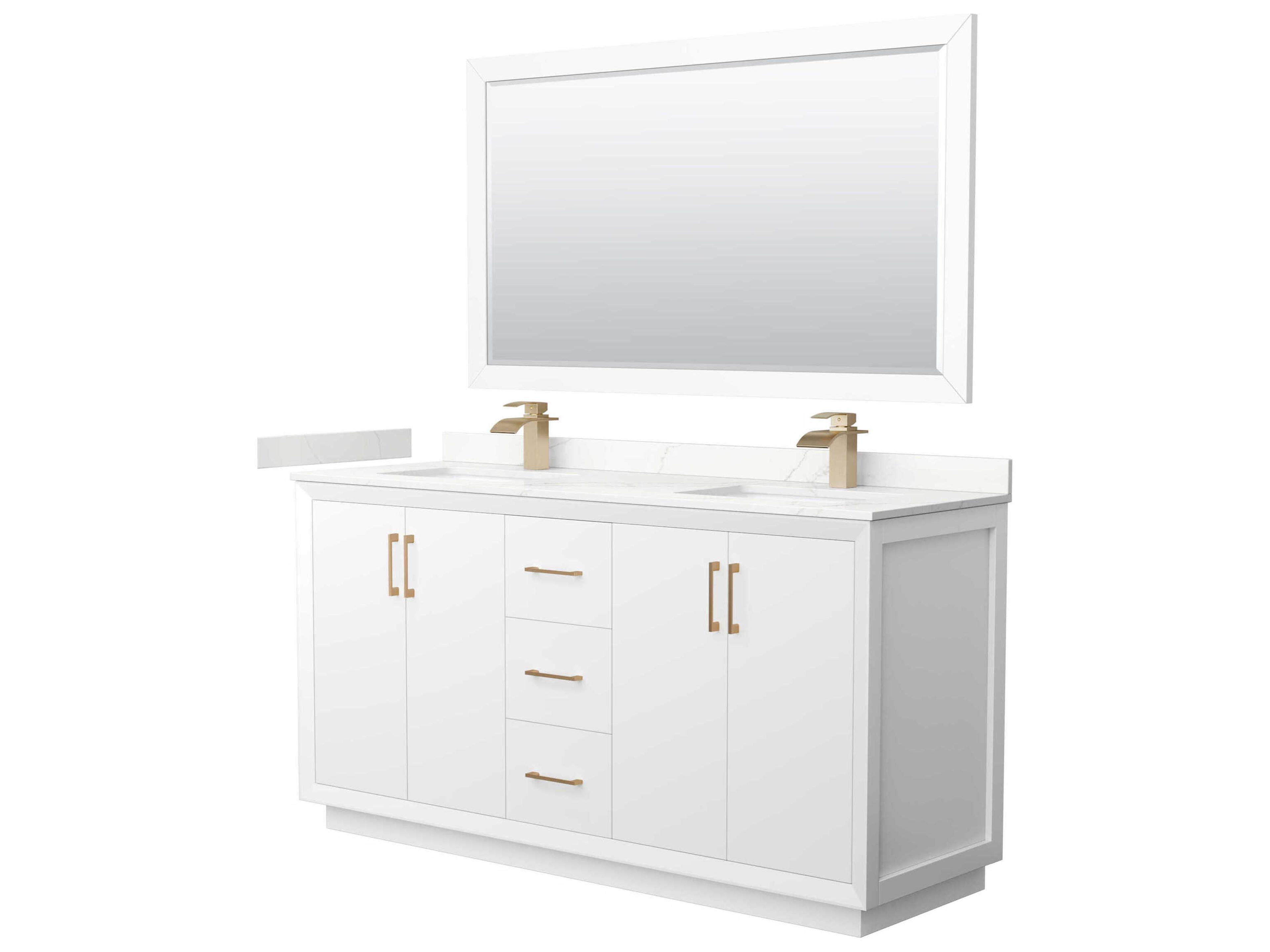 Wyndham Collection Strada 66" White Vanity with 58" Mirror