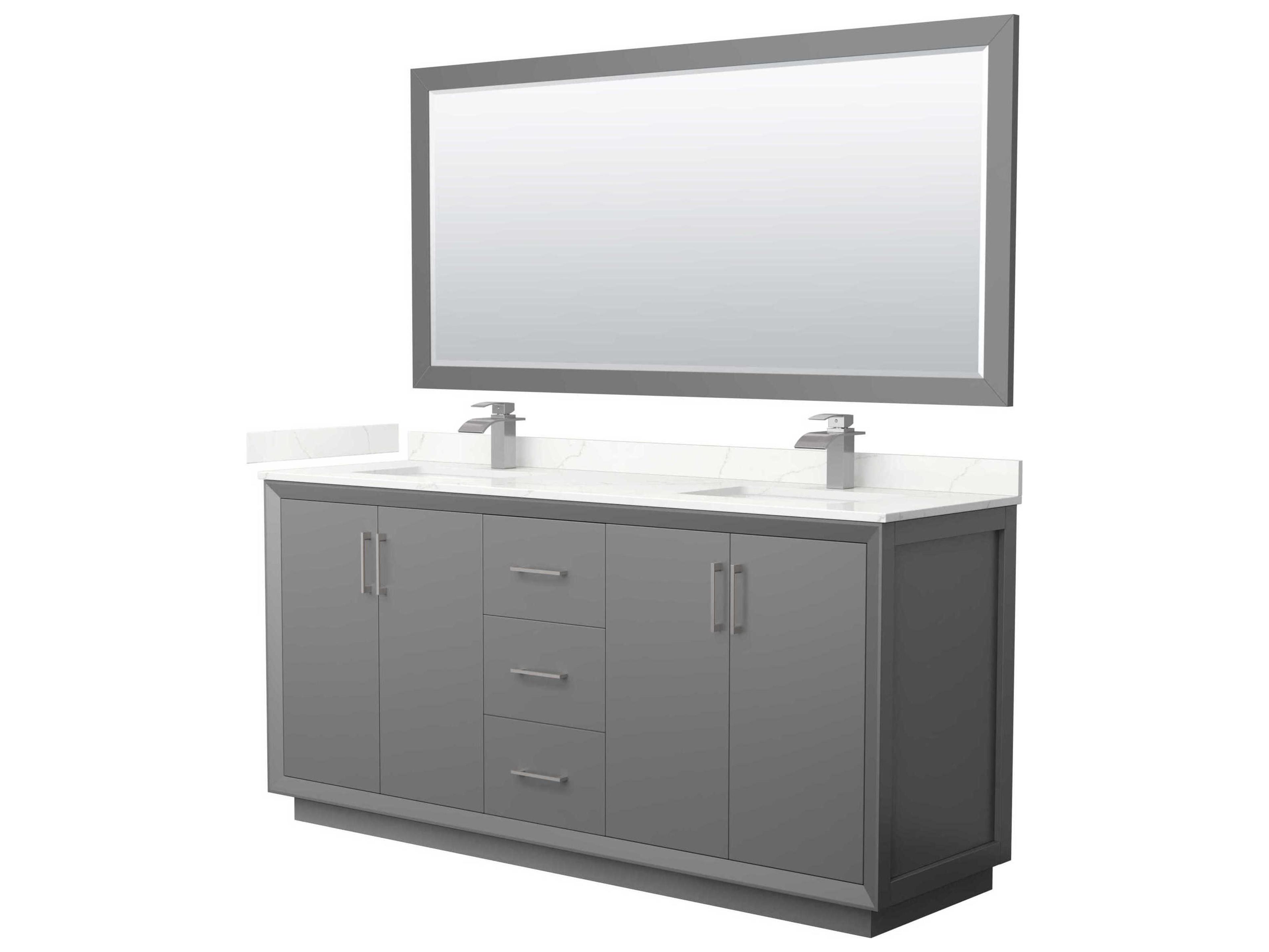 Strada 72" Dark Gray Vanity with 70" Mirror