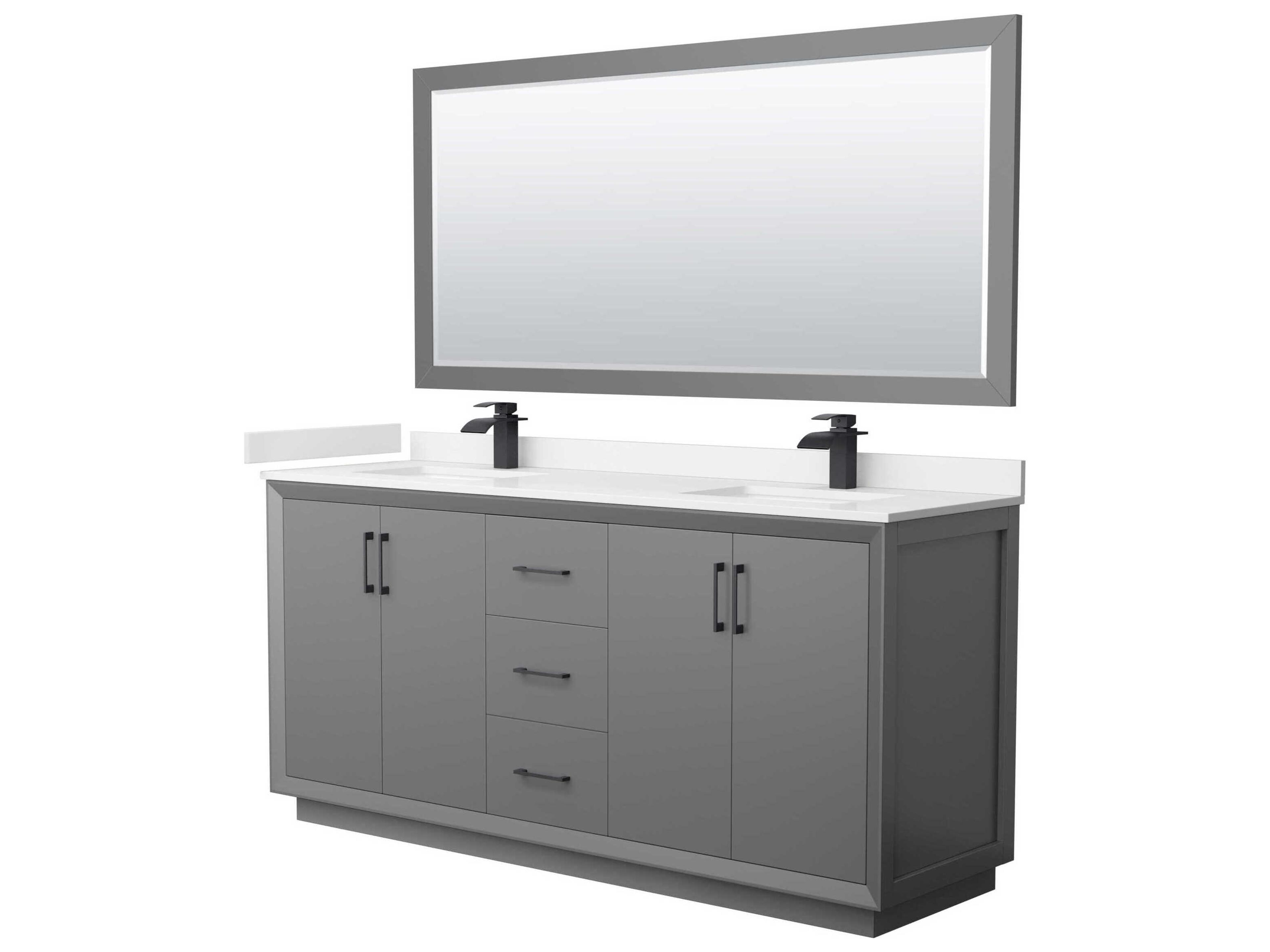 Wyndham Collection Strada 72" Dark Gray Vanity with 70" Mirror