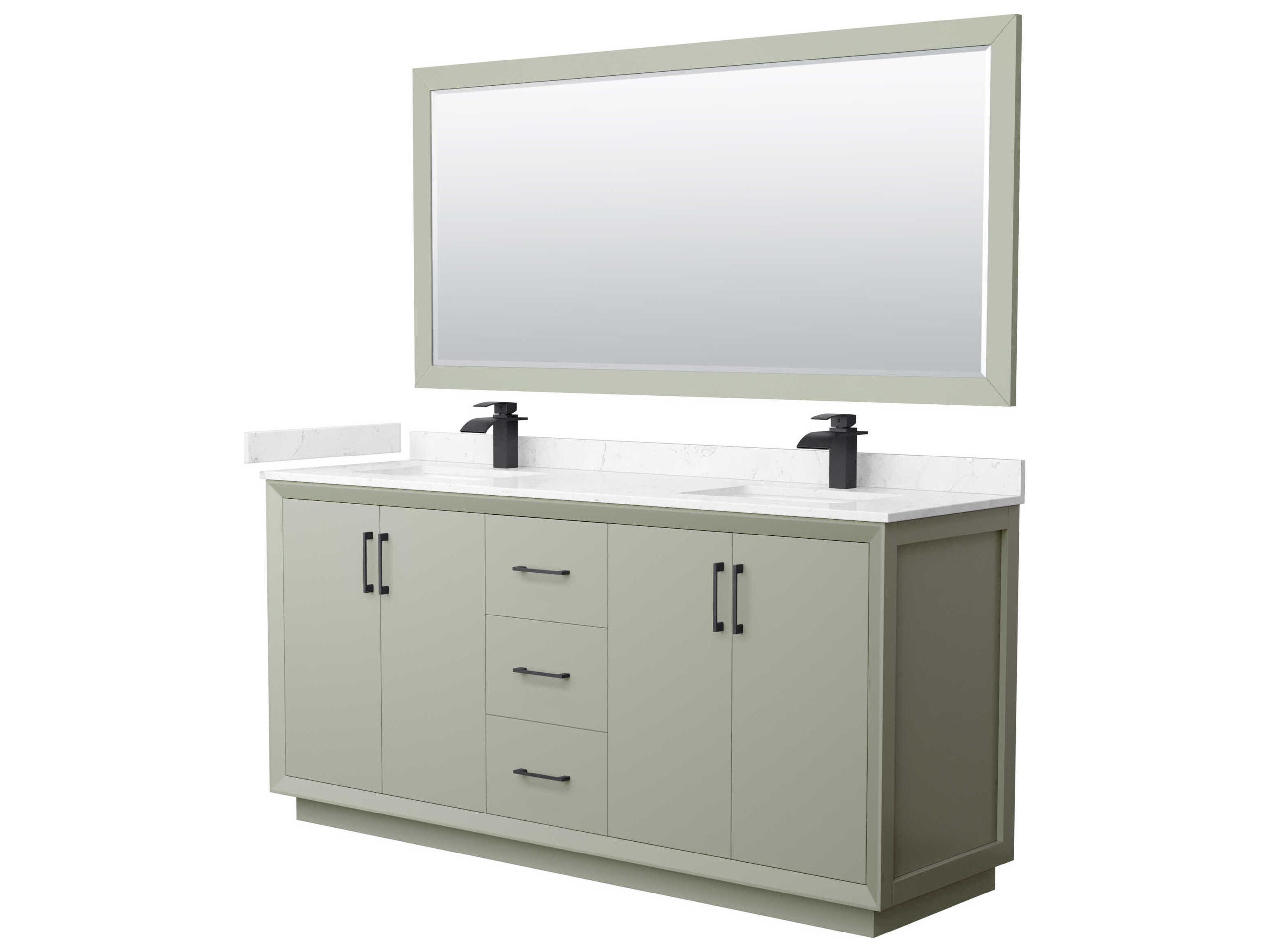 Strada 72" Light Green Vanity with 70" Mirror