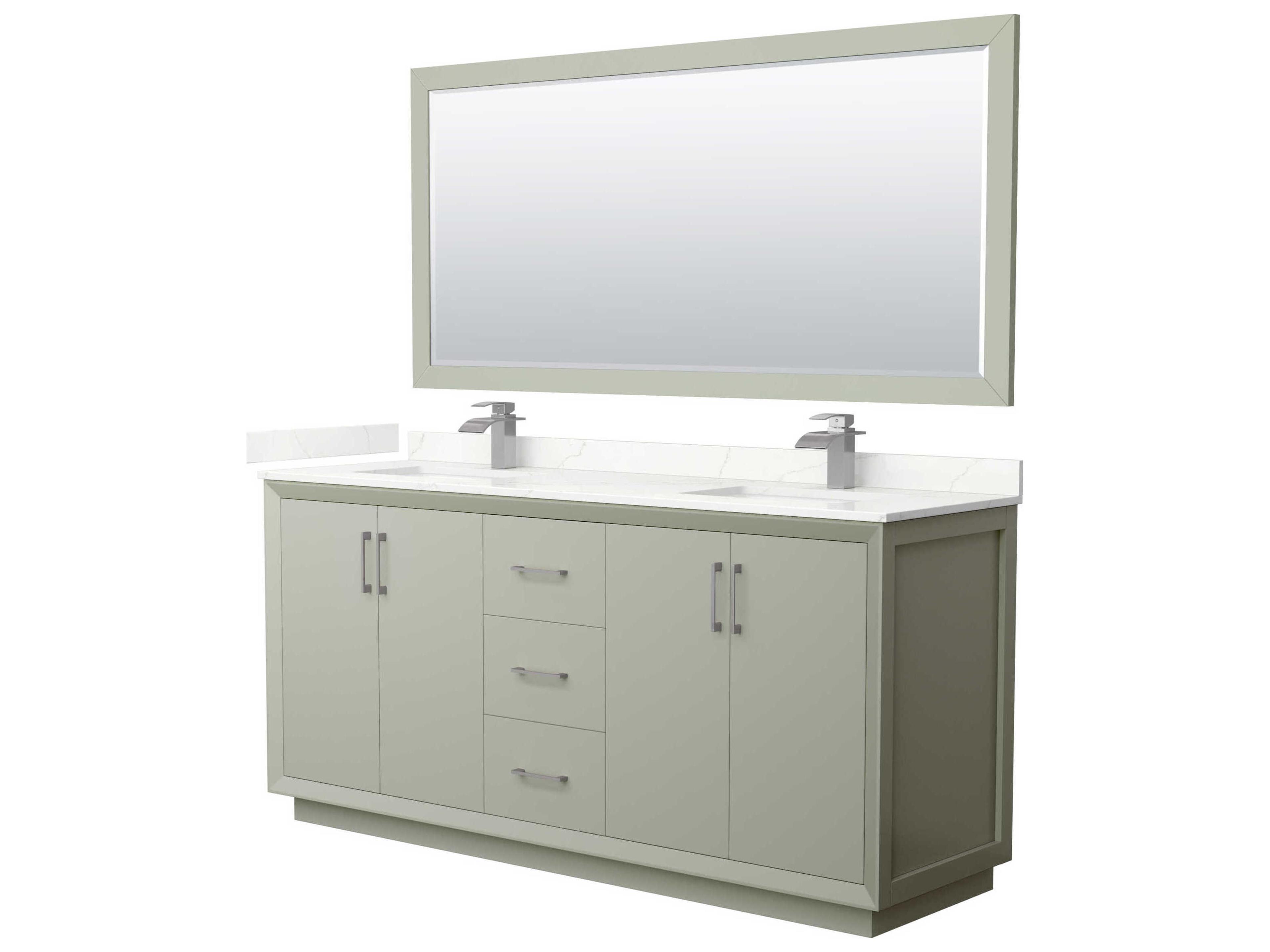 Strada 72" Light Green Vanity with 70" Mirror