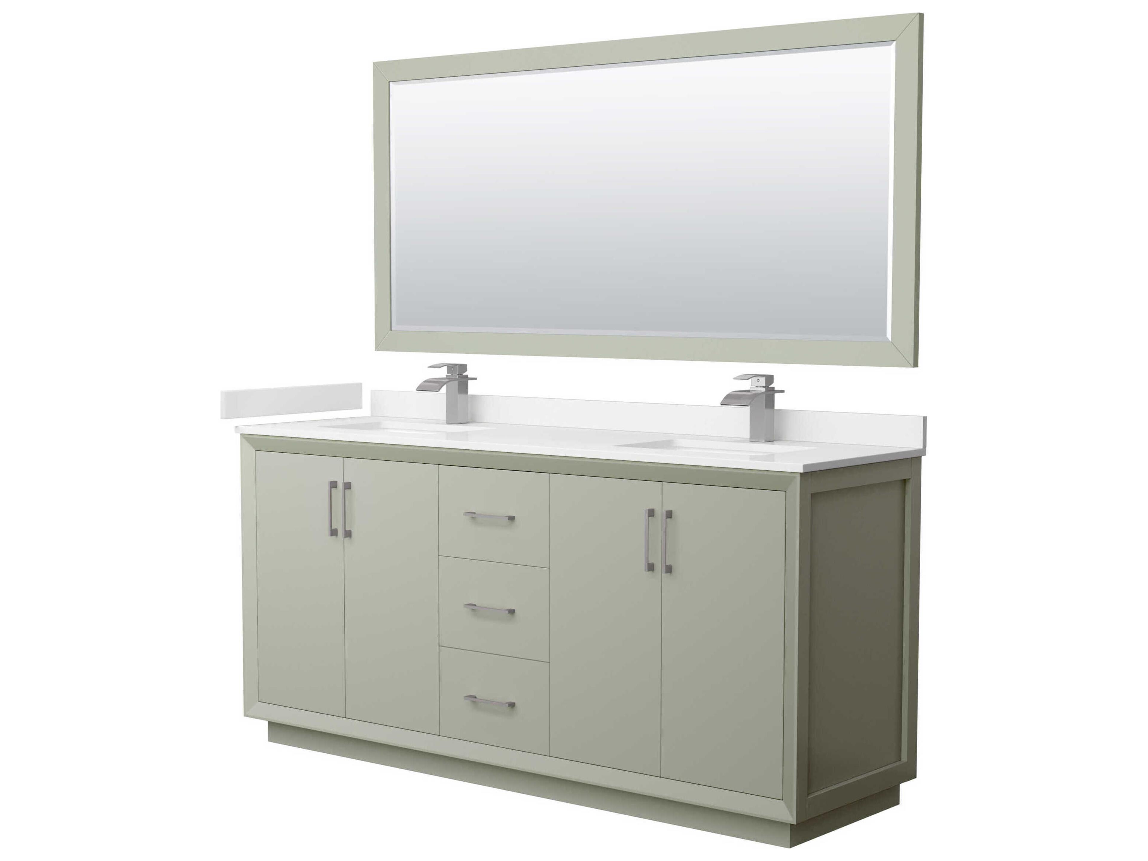 Wyndham Collection Strada 72" Light Green Vanity with 70" Mirror