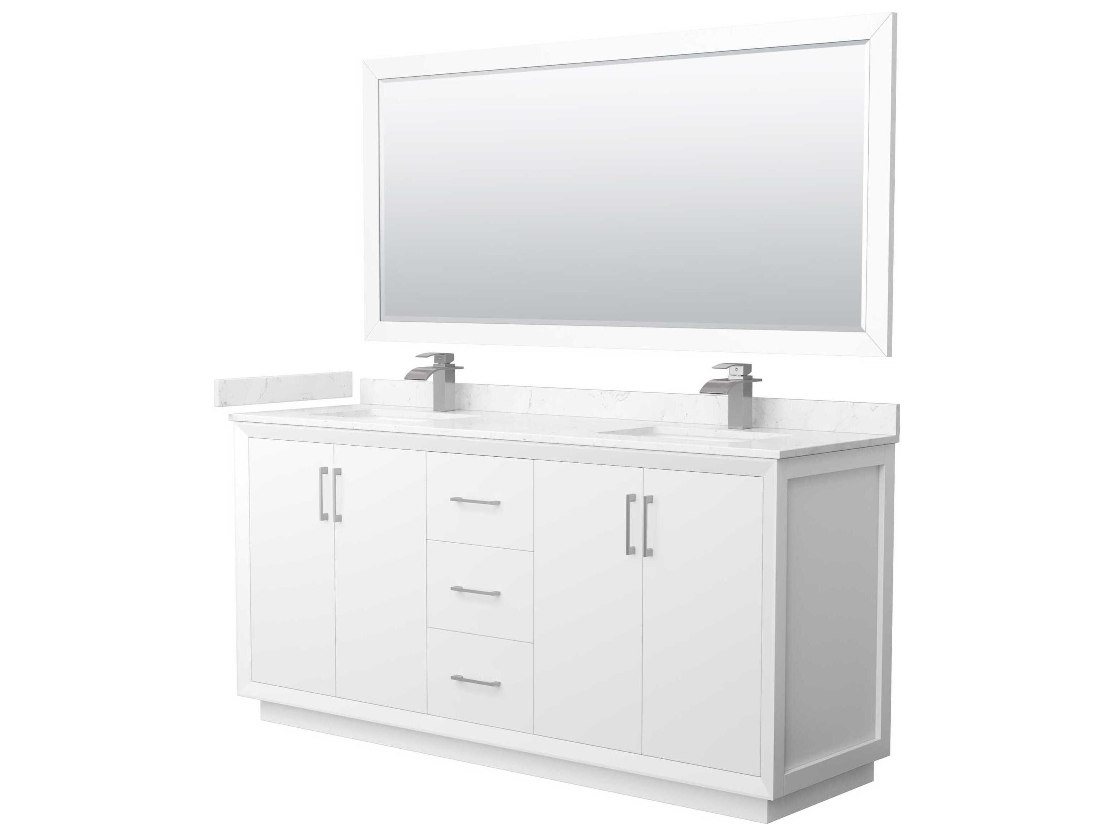 Wyndham Collection Strada 72" White Vanity with 70" Mirror