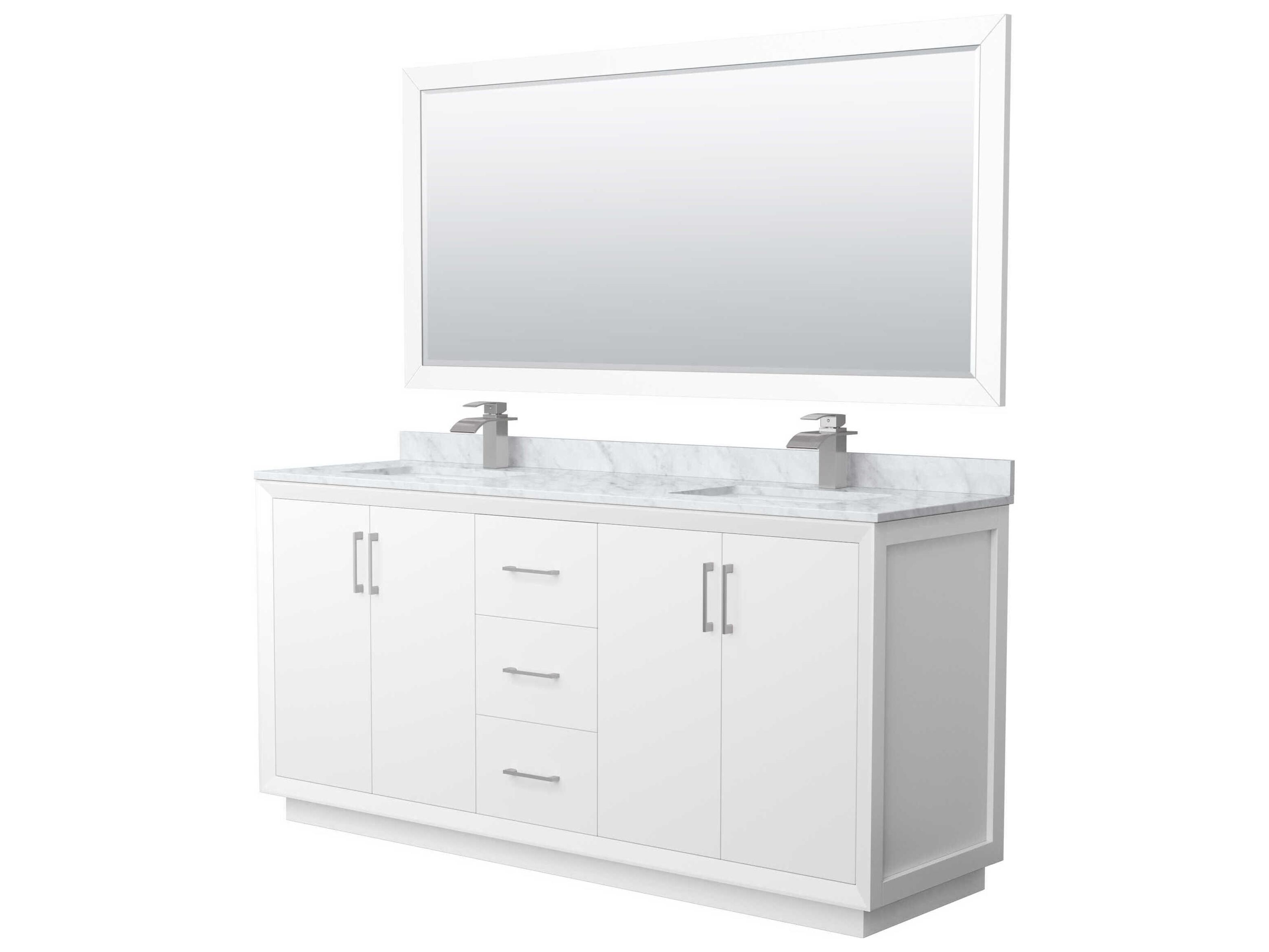 Wyndham Collection Strada 72" White Vanity with 70" Mirror