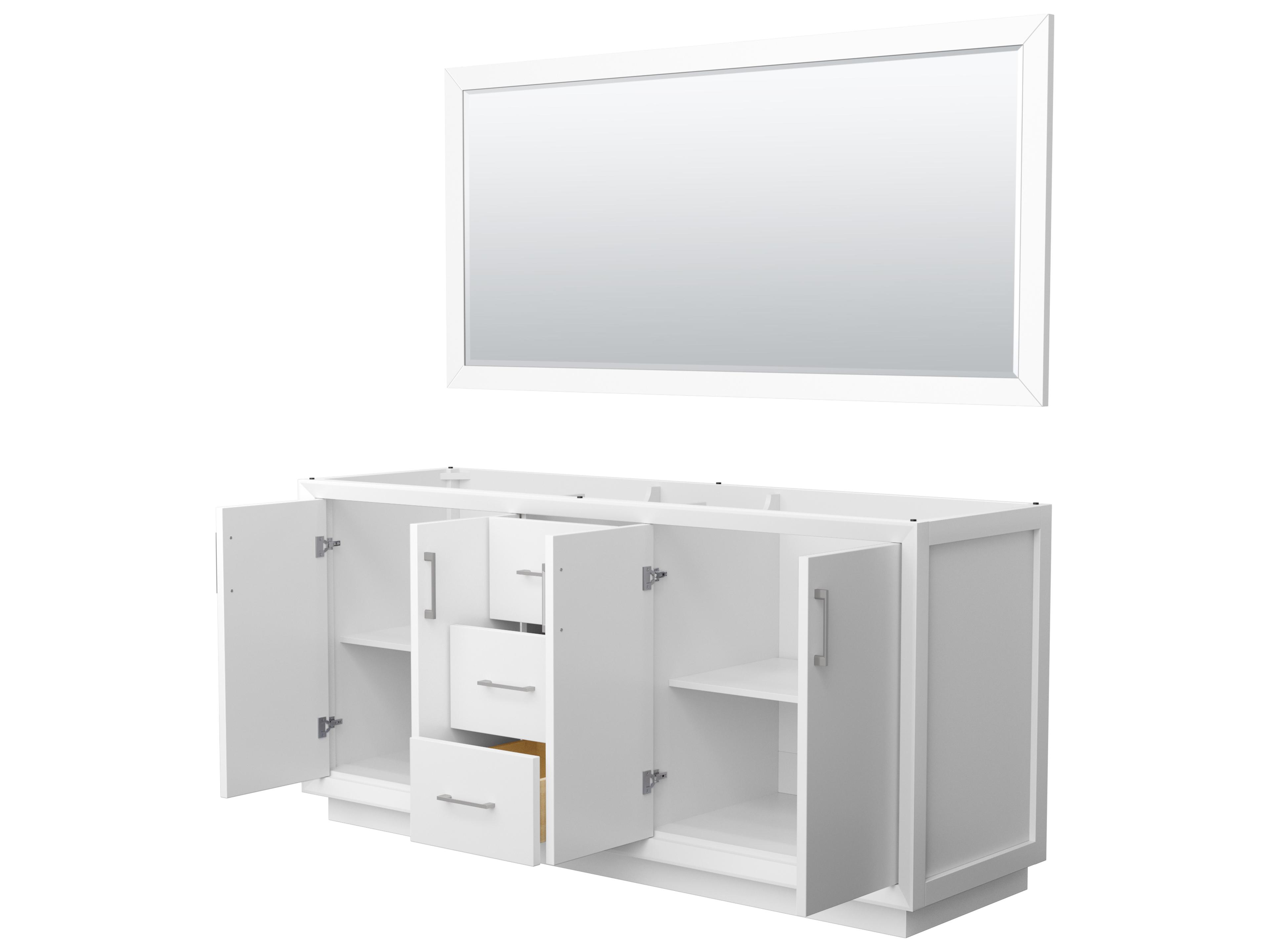 Wyndham Collection Strada 71" White Vanity with 70" Mirror