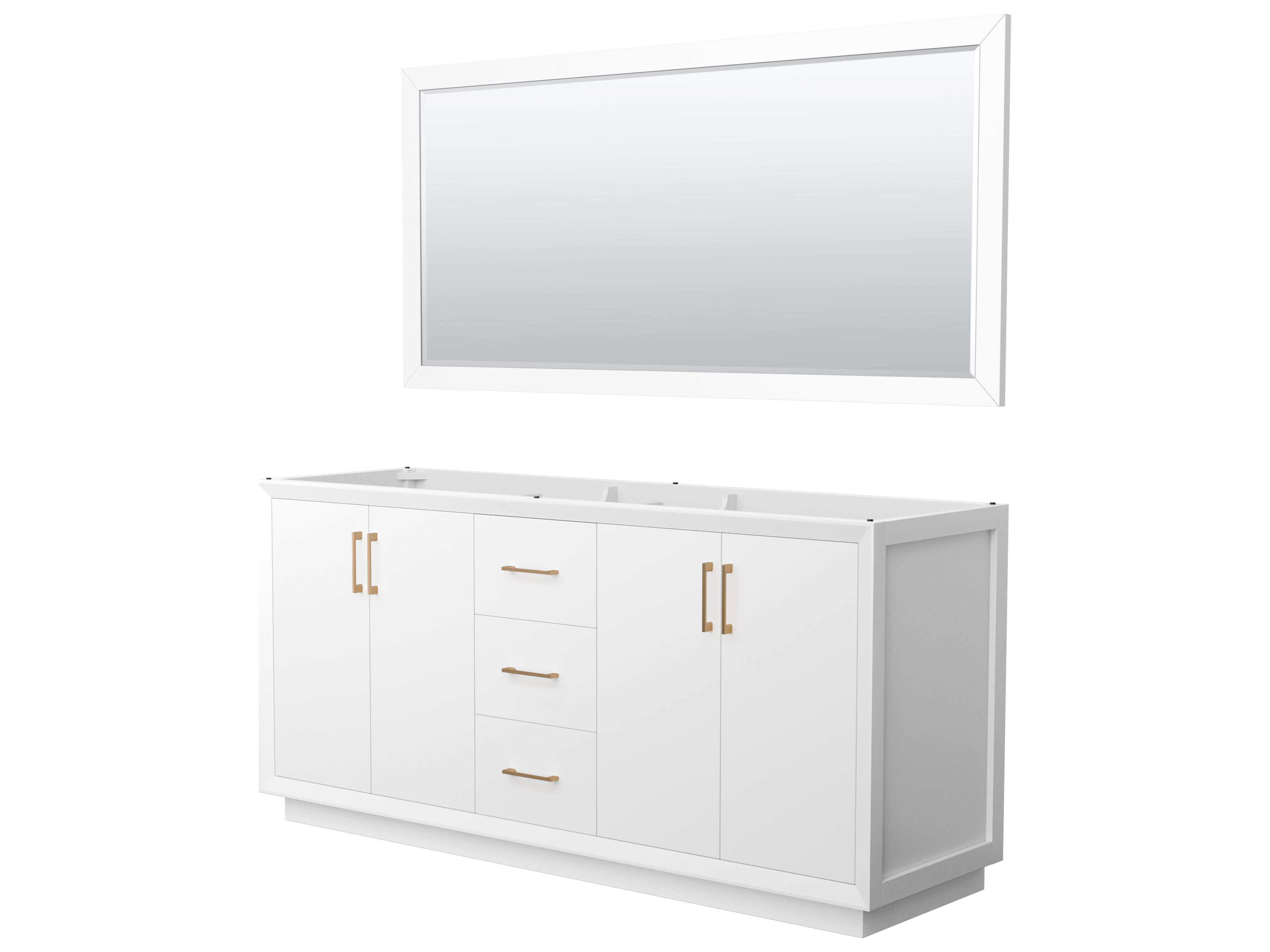 Wyndham Collection Strada 71" White Vanity with 70" Mirror
