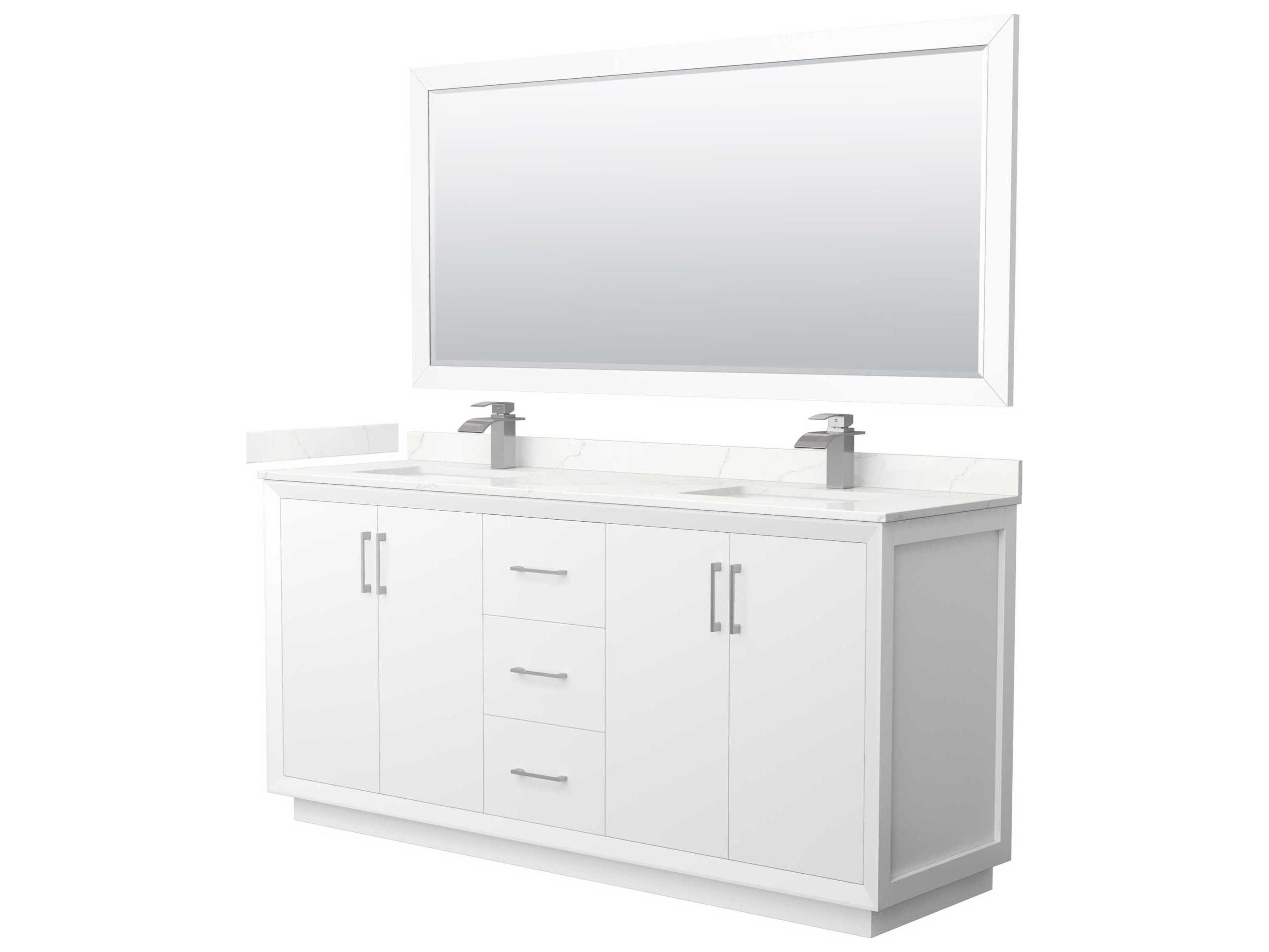 Strada 72" White Vanity with 70" Mirror