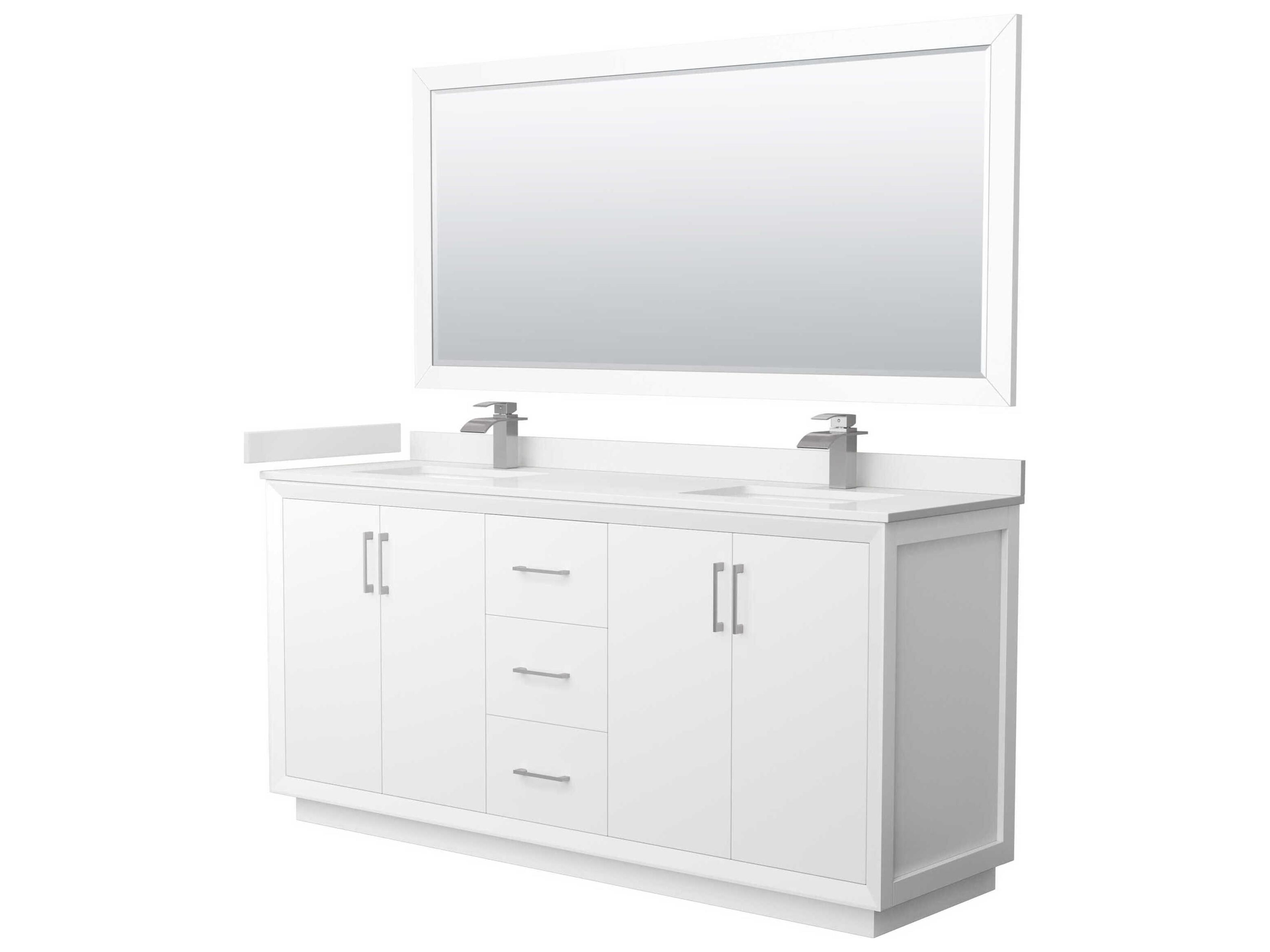 Wyndham Collection Strada 72" White Vanity with 70" Mirror