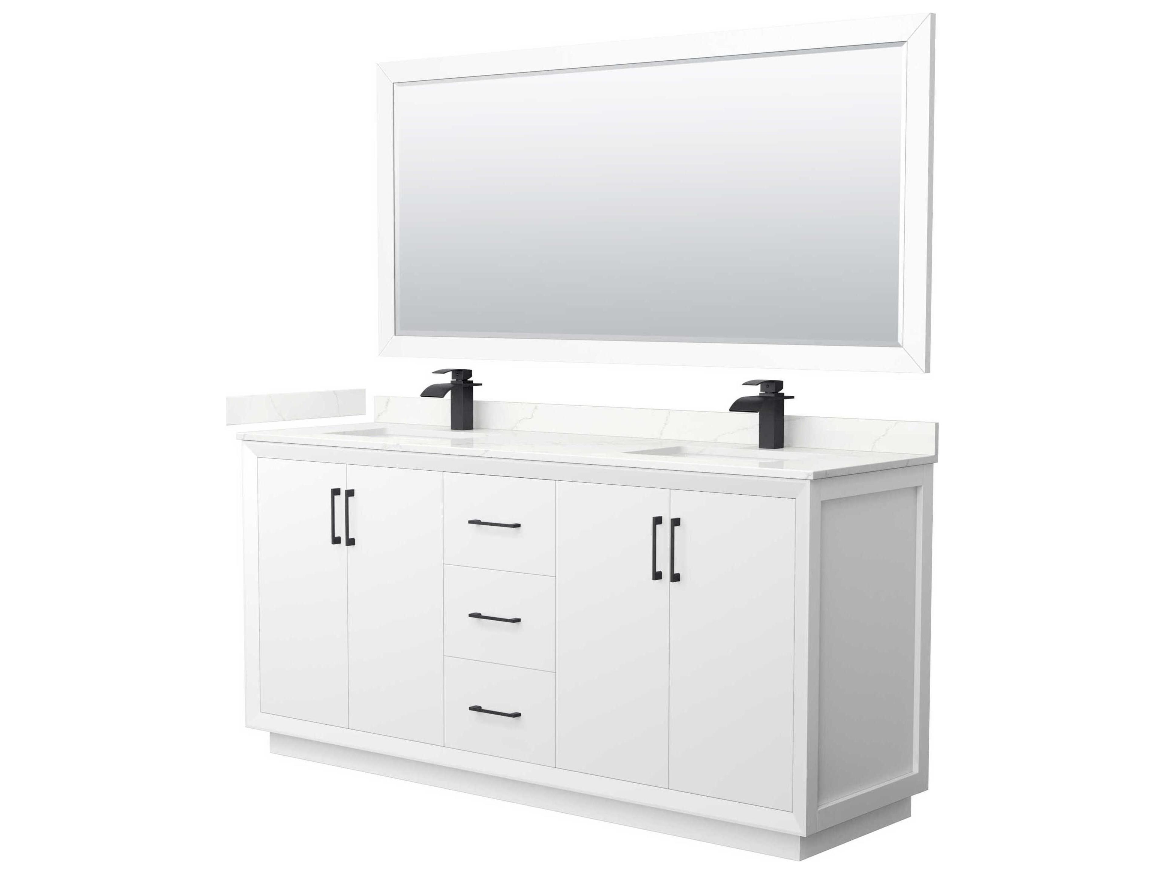 Wyndham Collection Strada 72" White Vanity with 70" Mirror