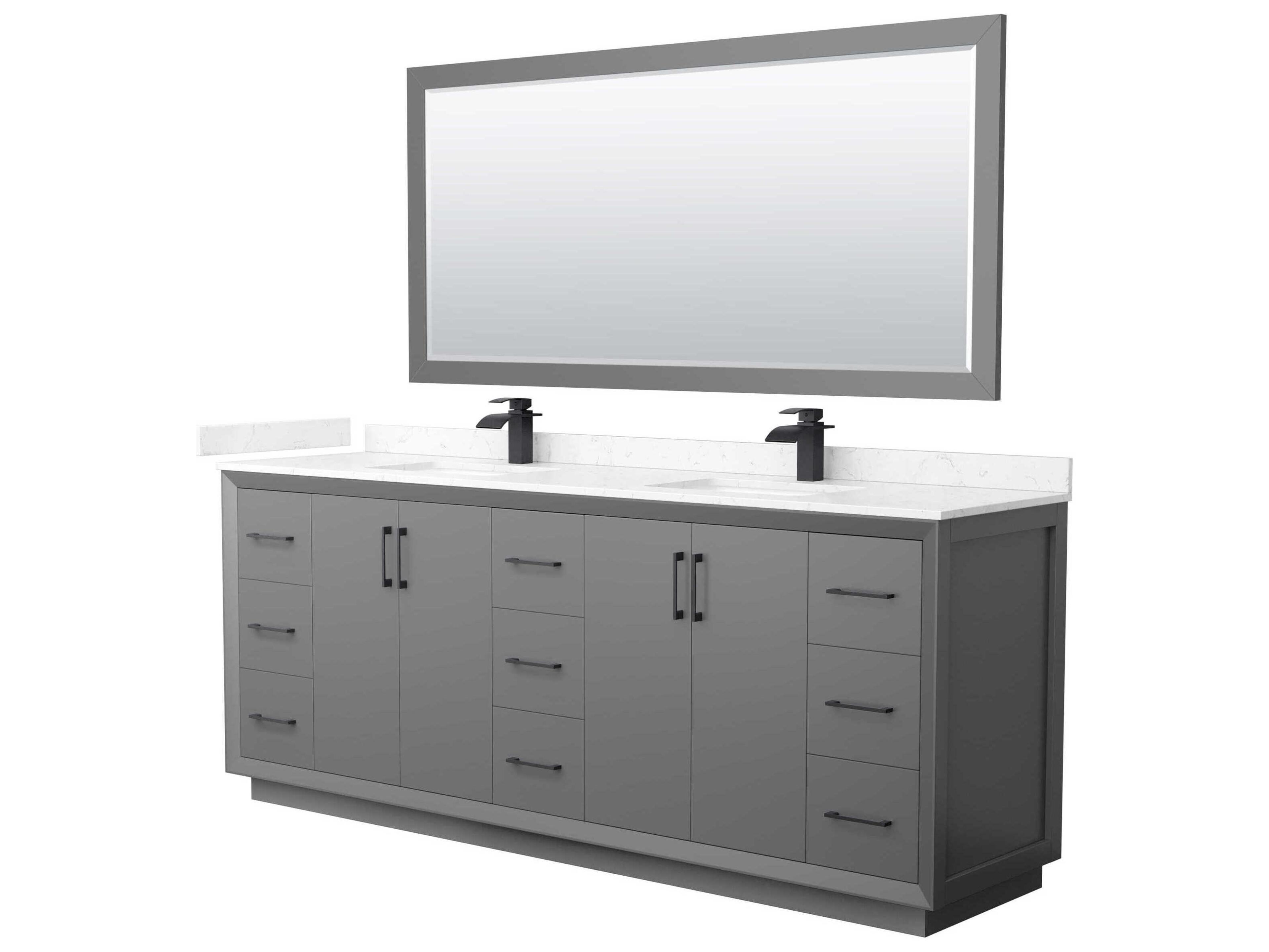 Strada 84" Dark Gray Vanity with 70" Mirror