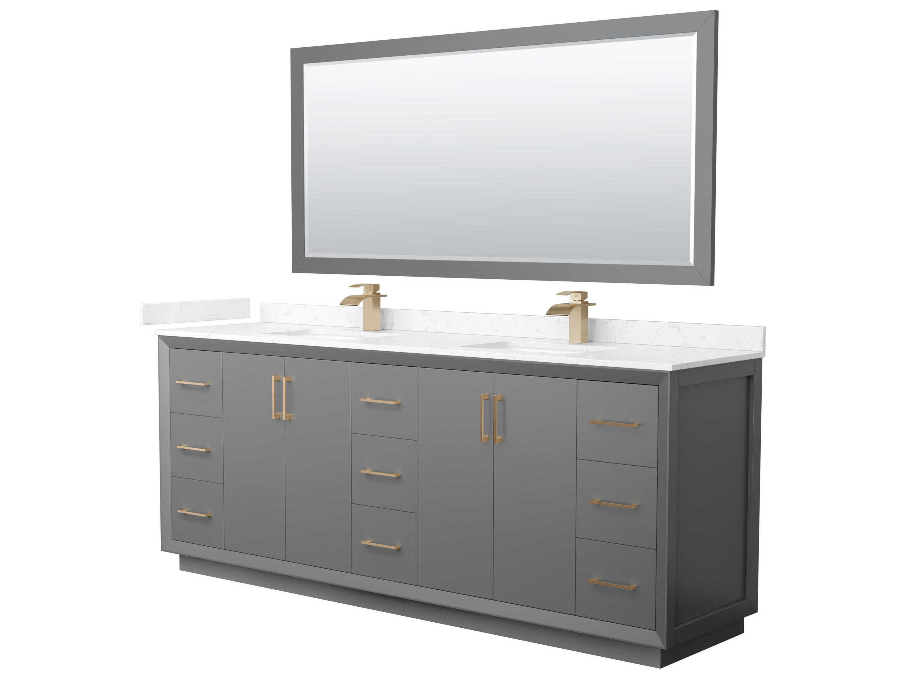 Wyndham Collection Strada 84" Dark Gray Vanity with 70" Mirror