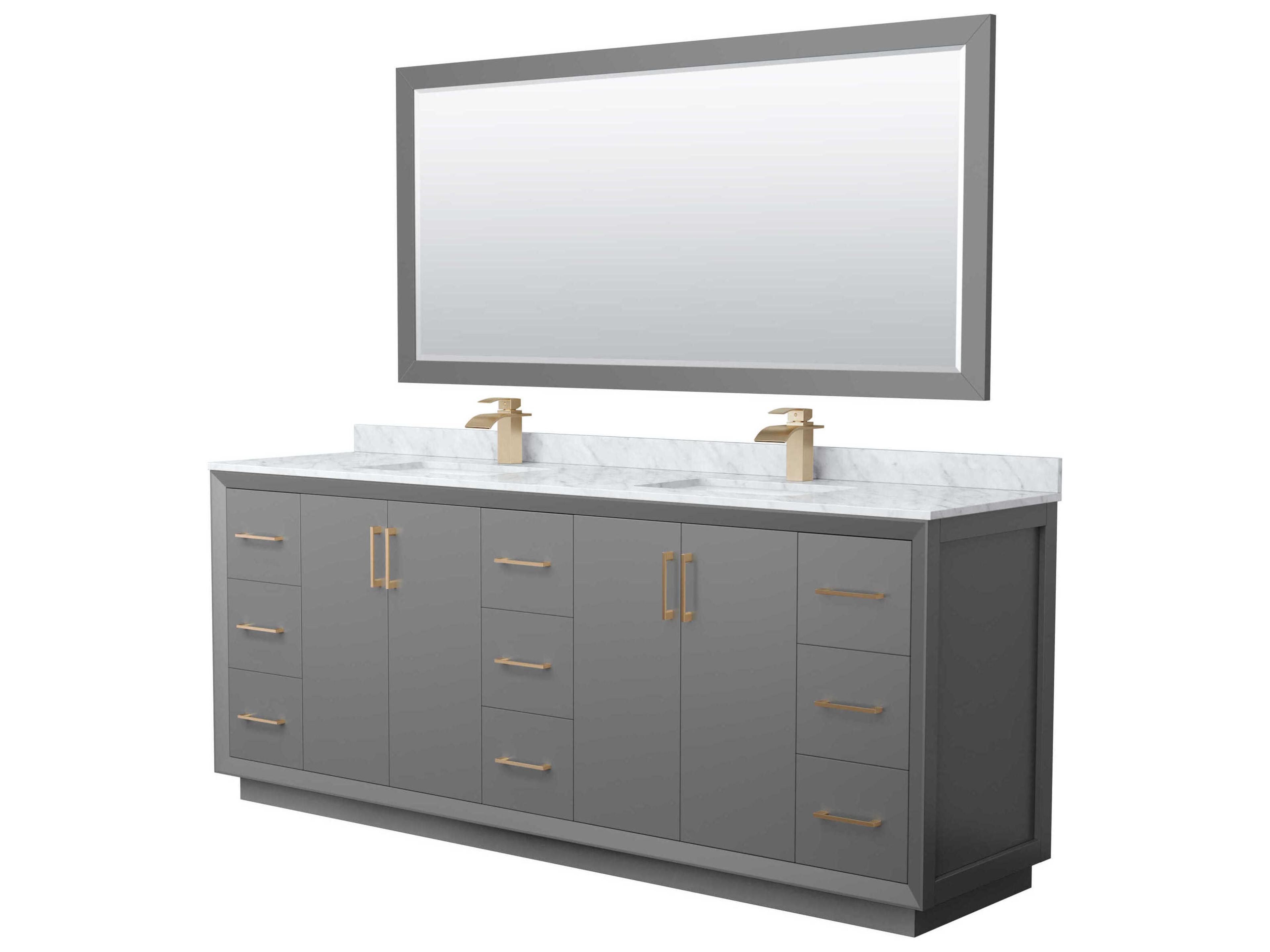 Wyndham Collection Strada 84" Dark Gray Vanity with 70" Mirror