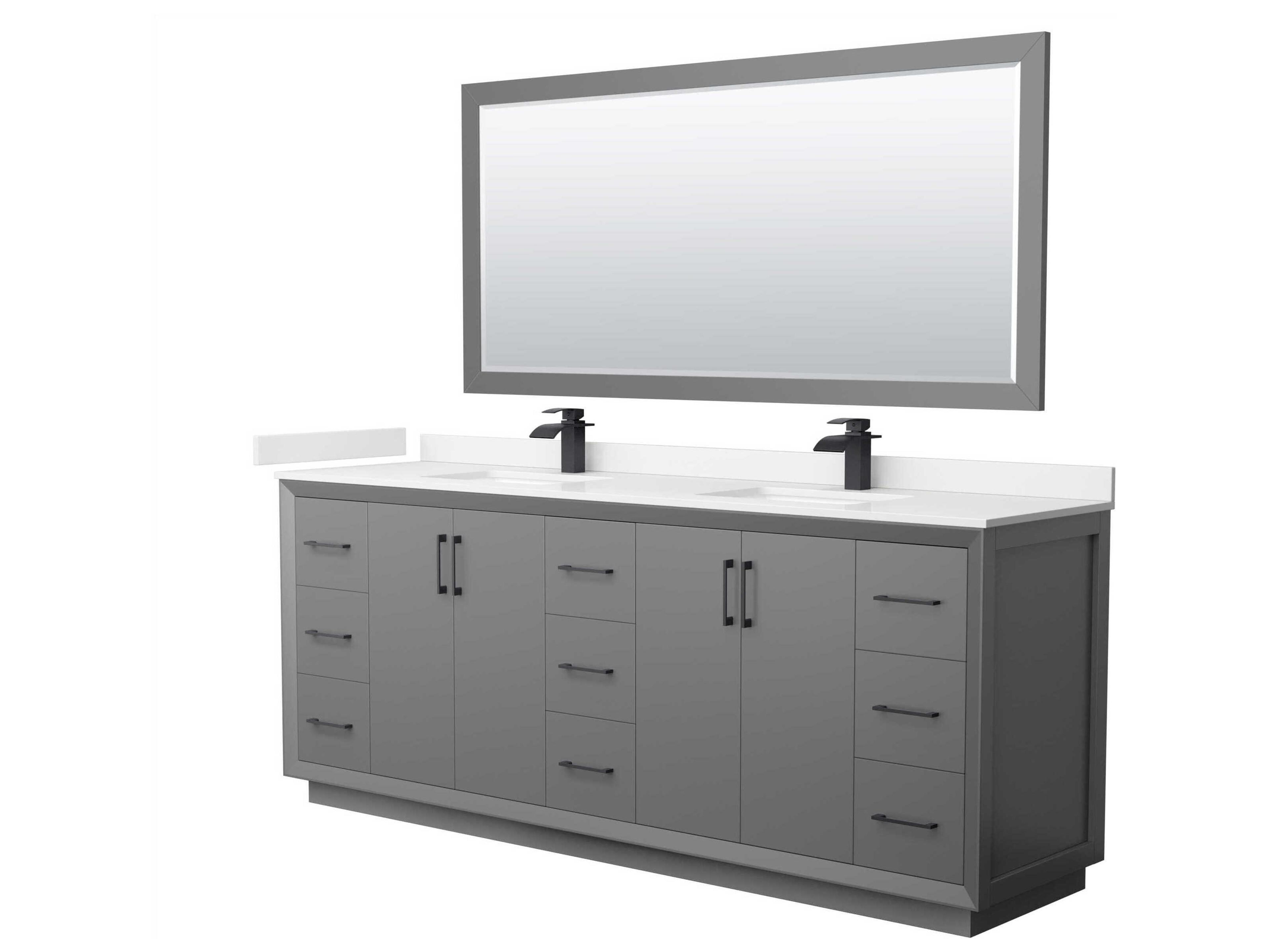 Wyndham Collection Strada 84" Dark Gray Vanity with 70" Mirror
