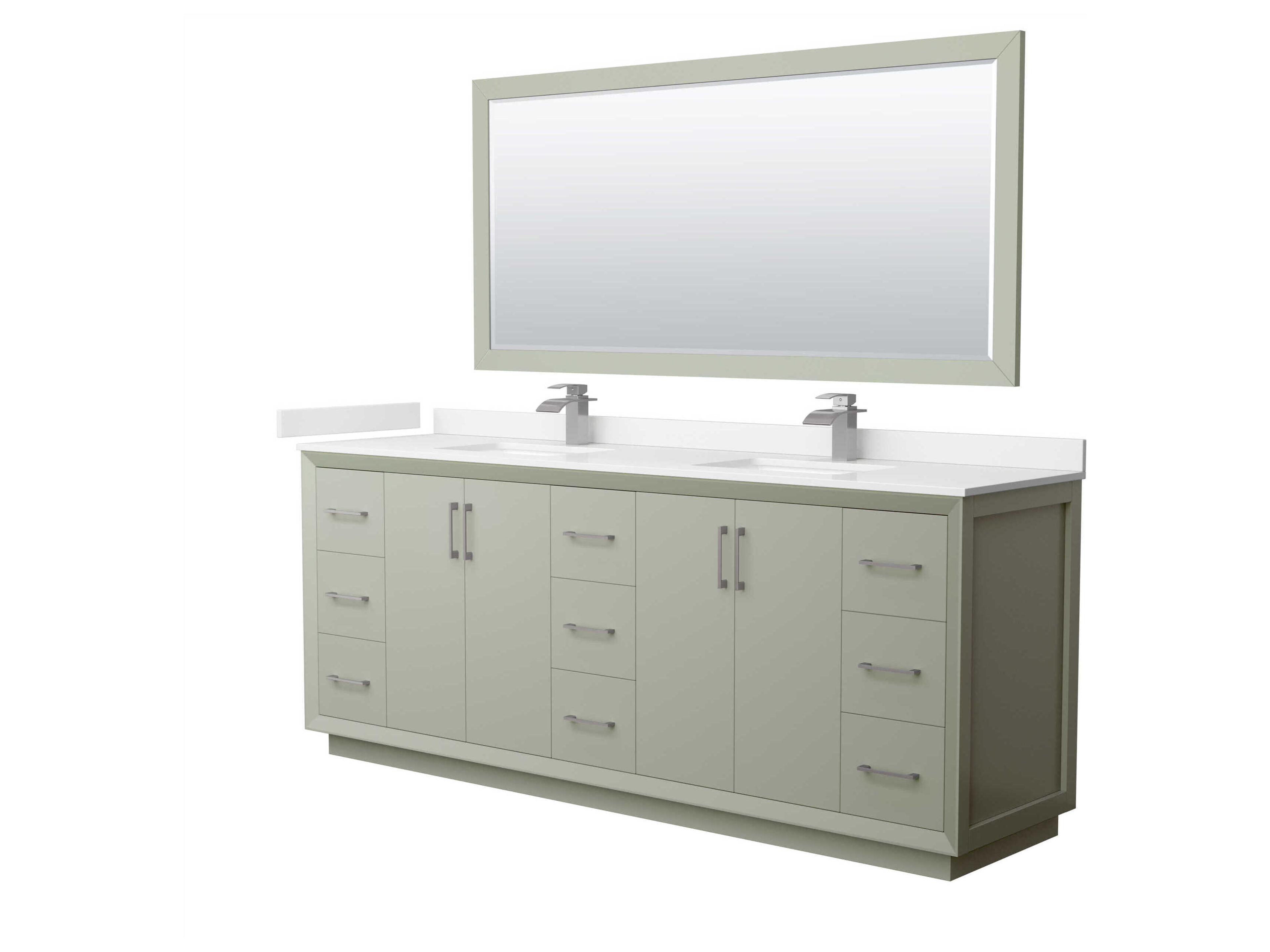 Wyndham Collection Strada 84" Light Green Vanity with 70" Mirror