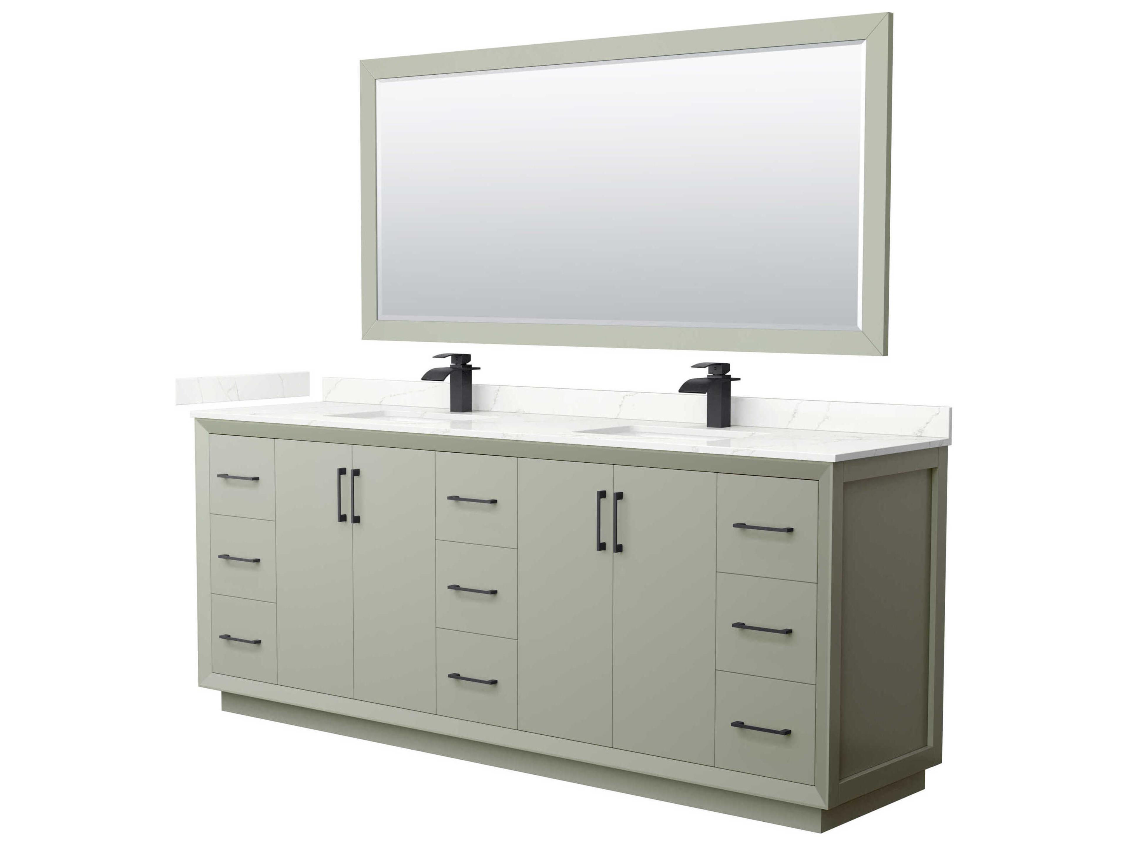 Wyndham Collection Strada 84" Light Green Vanity with 70" Mirror