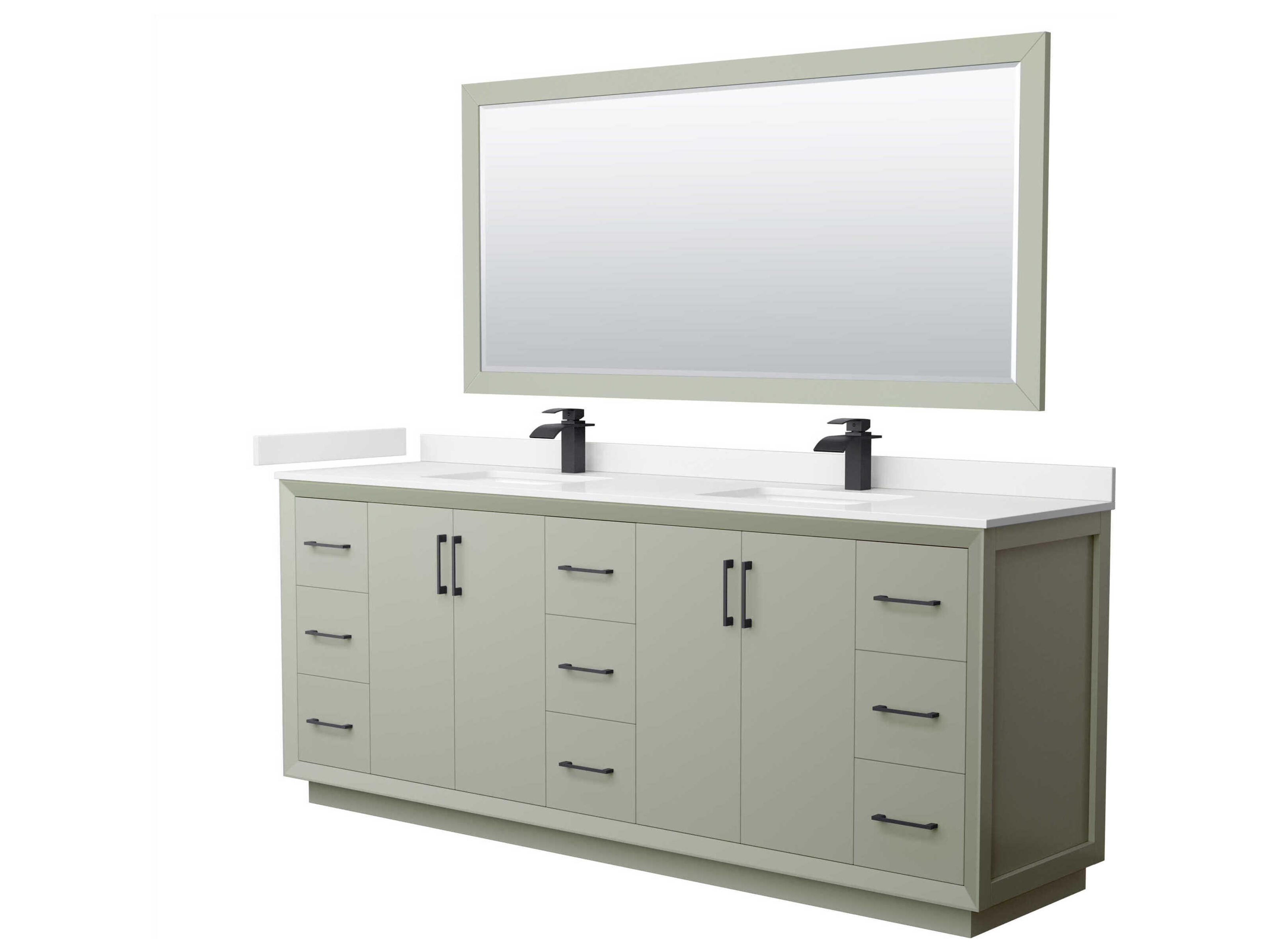 Wyndham Collection Strada 84" Light Green Vanity with 70" Mirror