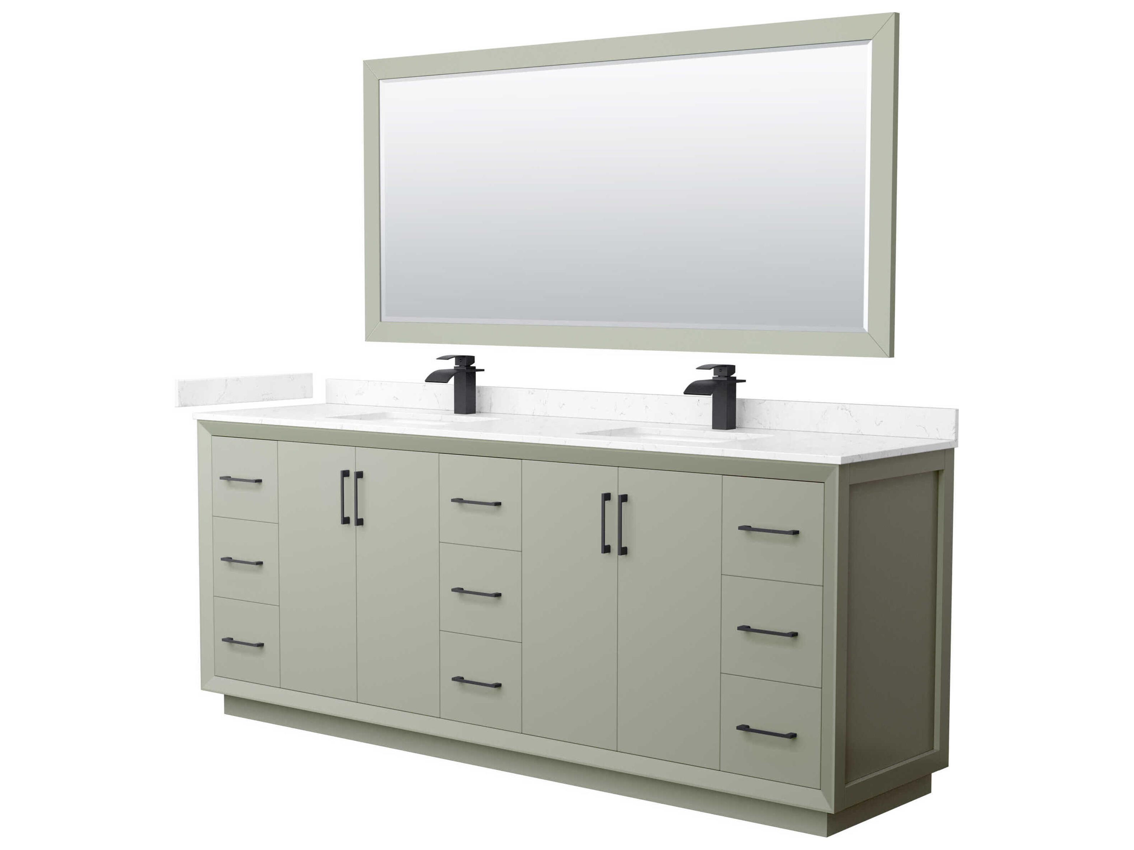 Strada 84" Light Green Vanity with 70" Mirror