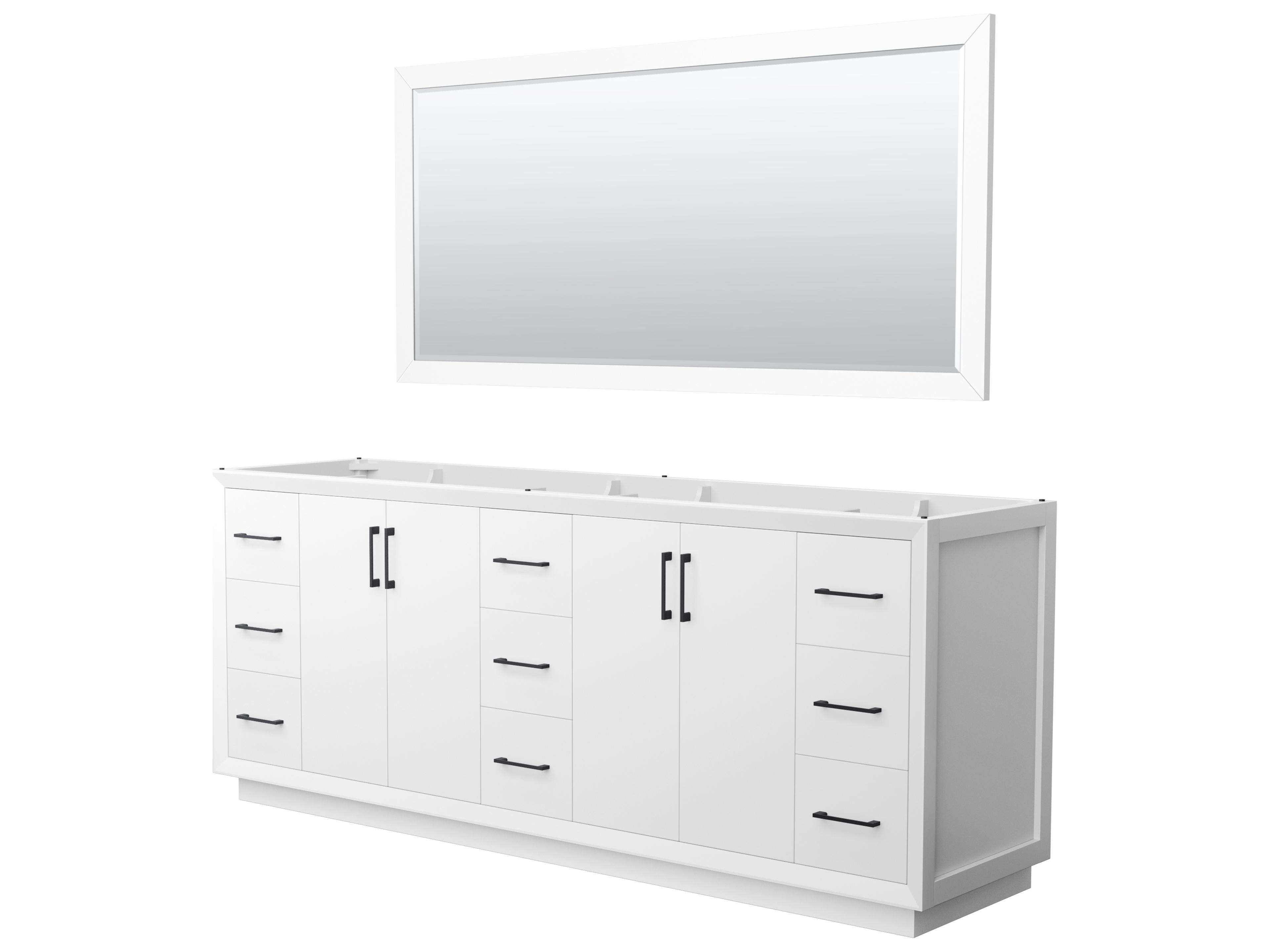 Strada 83" White Vanity with 70" Mirror