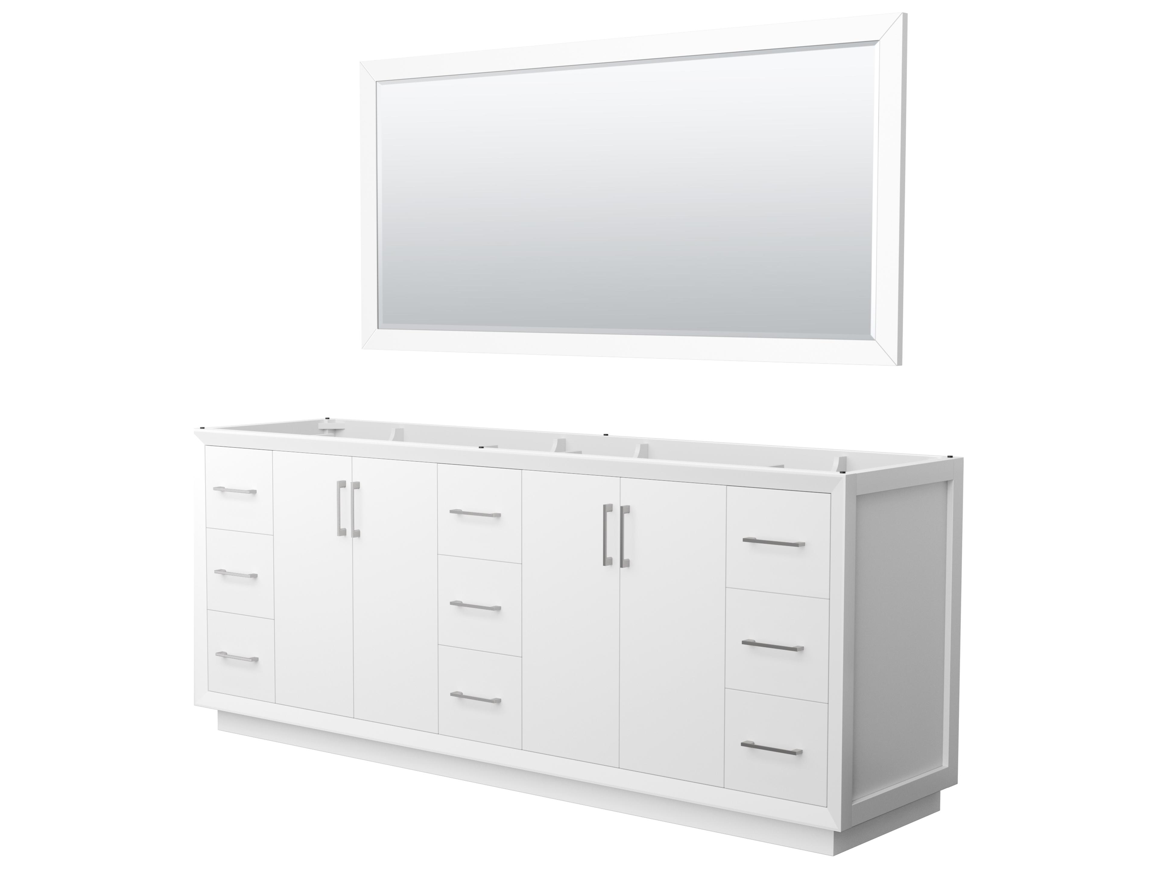 Wyndham Collection Strada 83" White Vanity with 70" Mirror